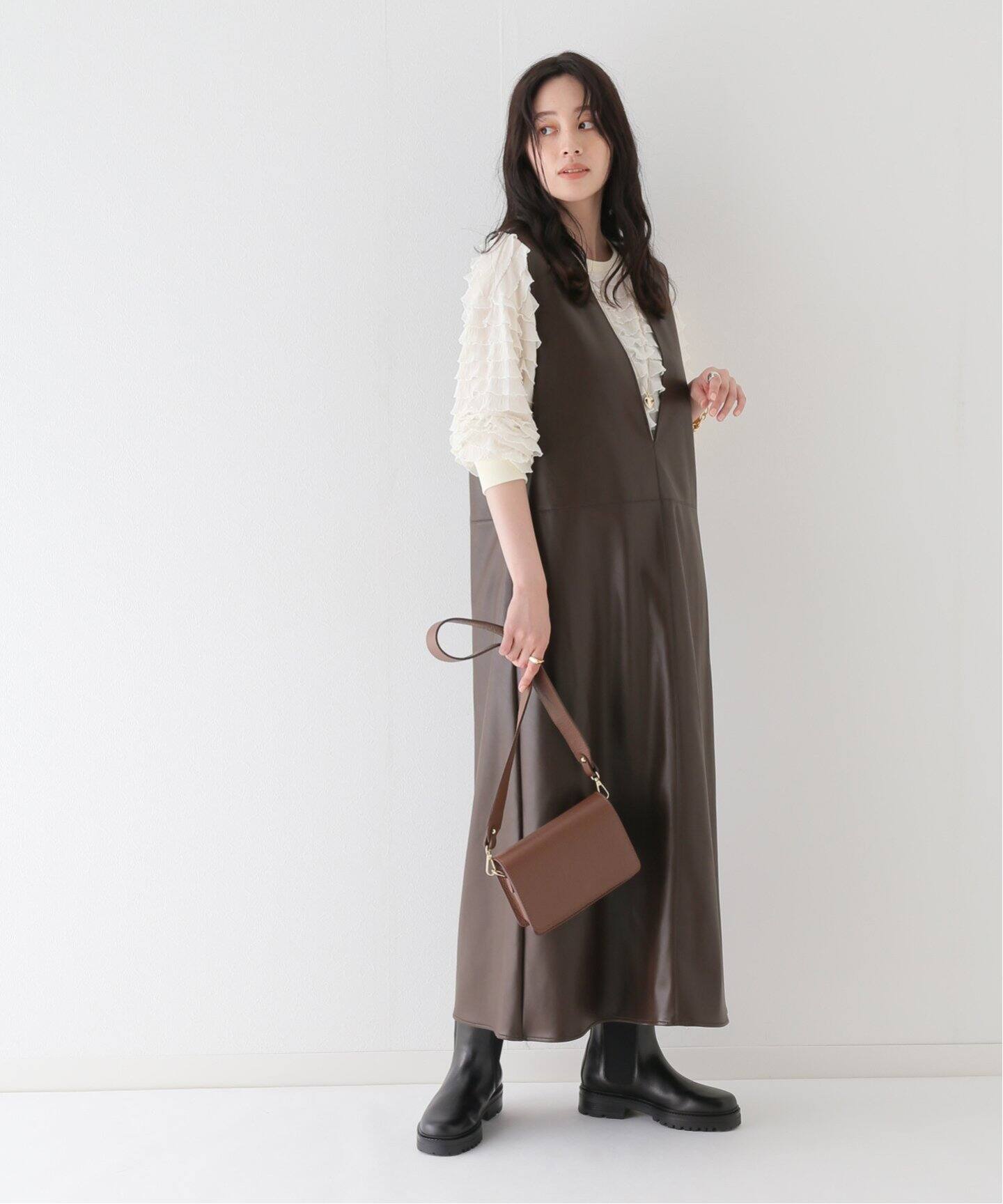 PROVOKE/プロヴォーク】fakeleather maxi dress：ワンピース 