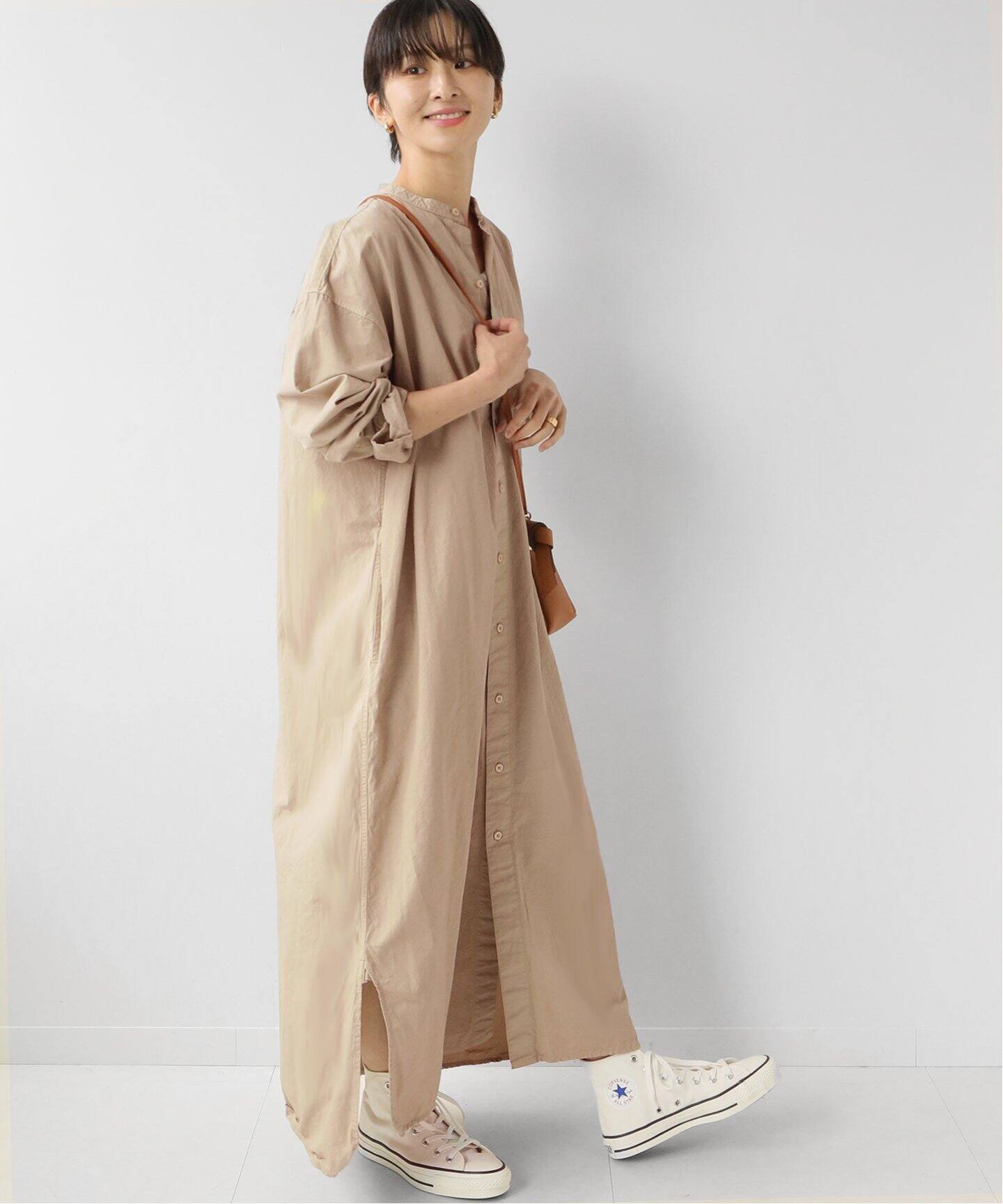 ARMEN/アーメン】 UTILITY BAND COLLAR LONG OP POPLI：ワンピース 