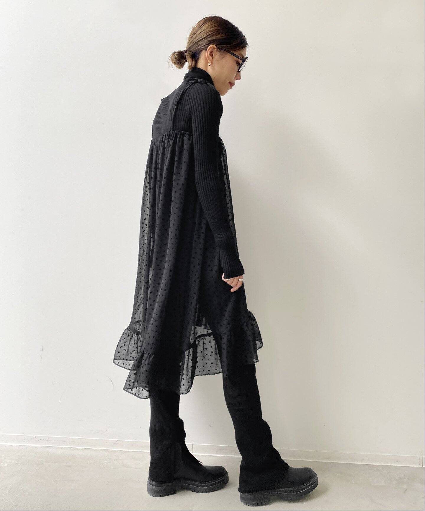 星柄フロッキー 2Wayラッフルワンピース（ワンピース）｜L 