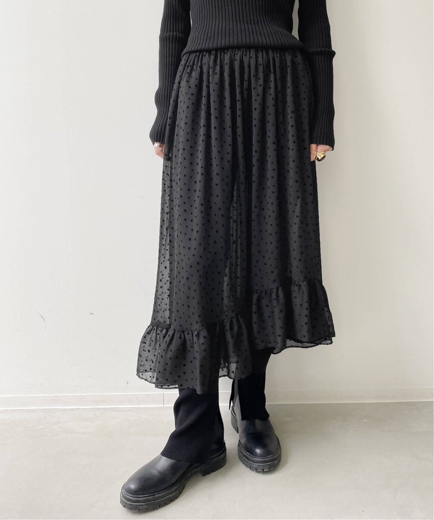 星柄フロッキー 2Wayラッフルワンピース（ワンピース）｜L 