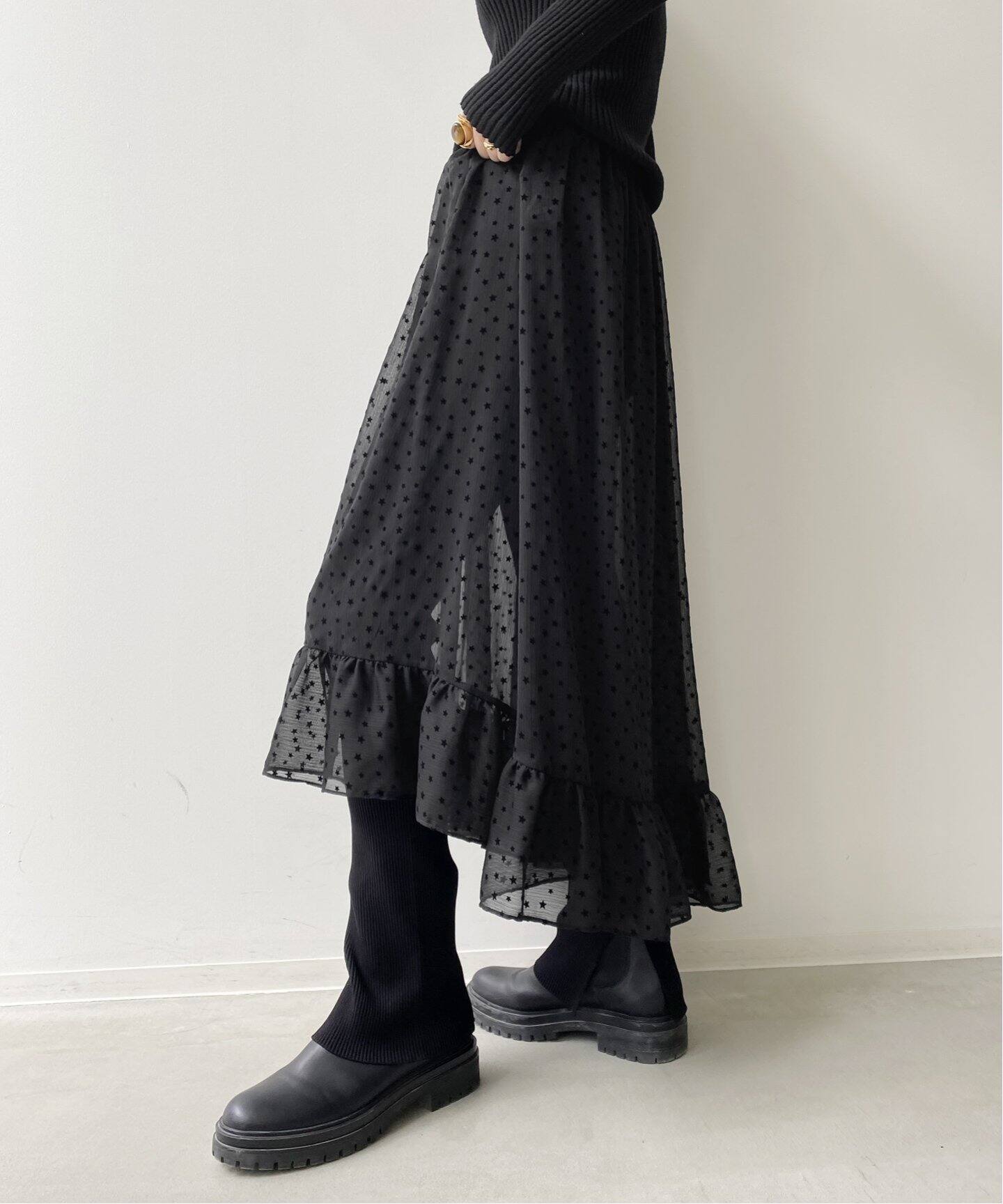 星柄フロッキー 2Wayラッフルワンピース（ワンピース）｜L 