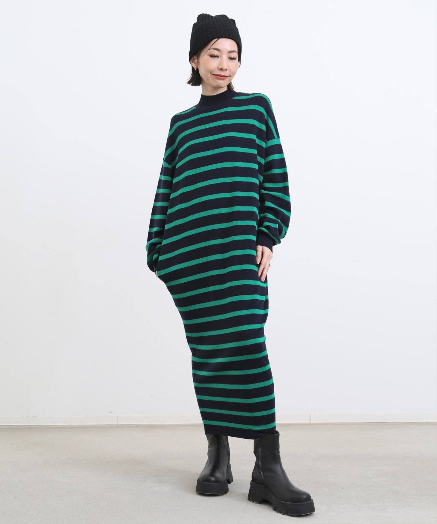 Border Knit Onepiece（ワンピース）｜L 