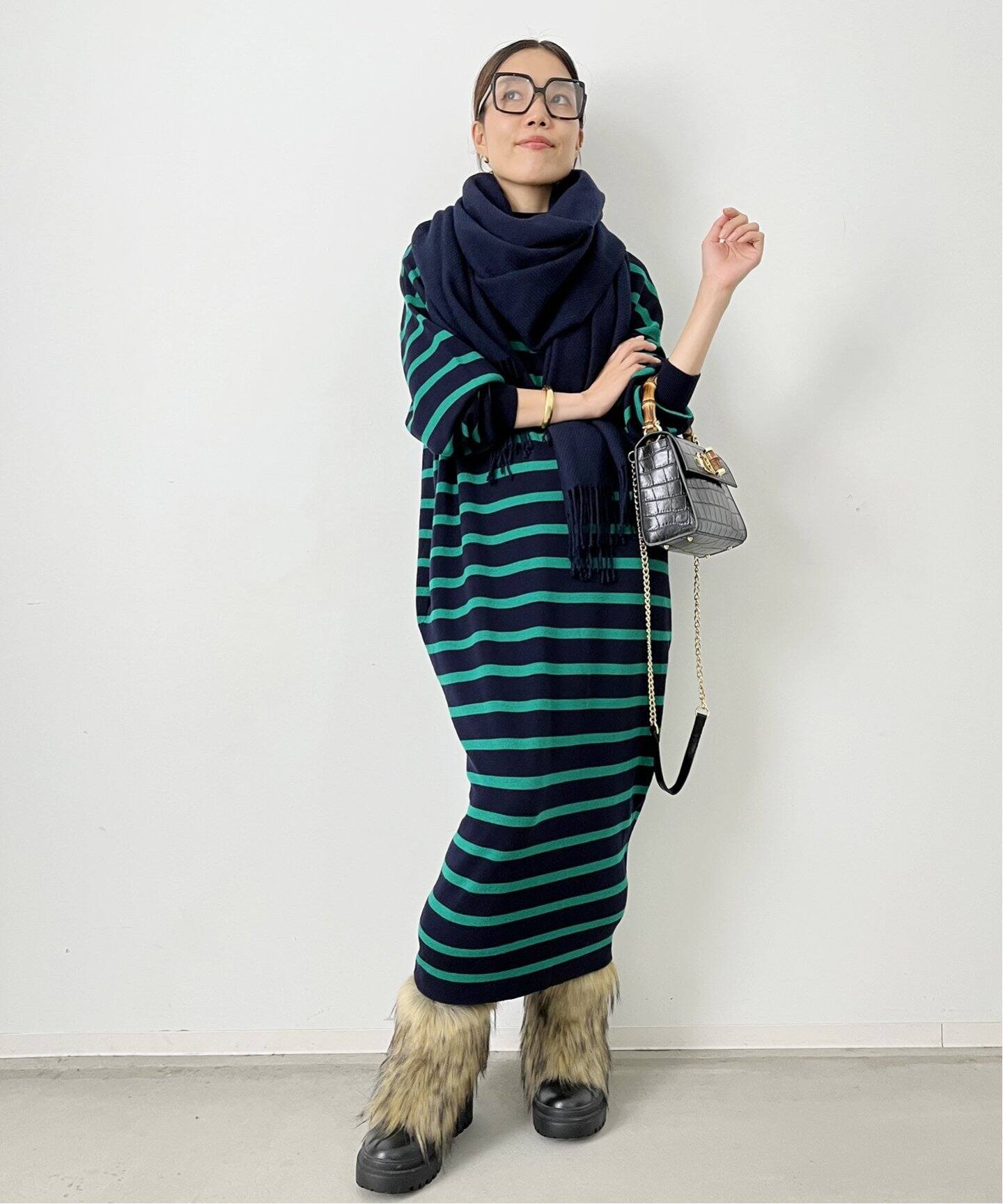 Border Knit Onepiece（ワンピース）｜L
