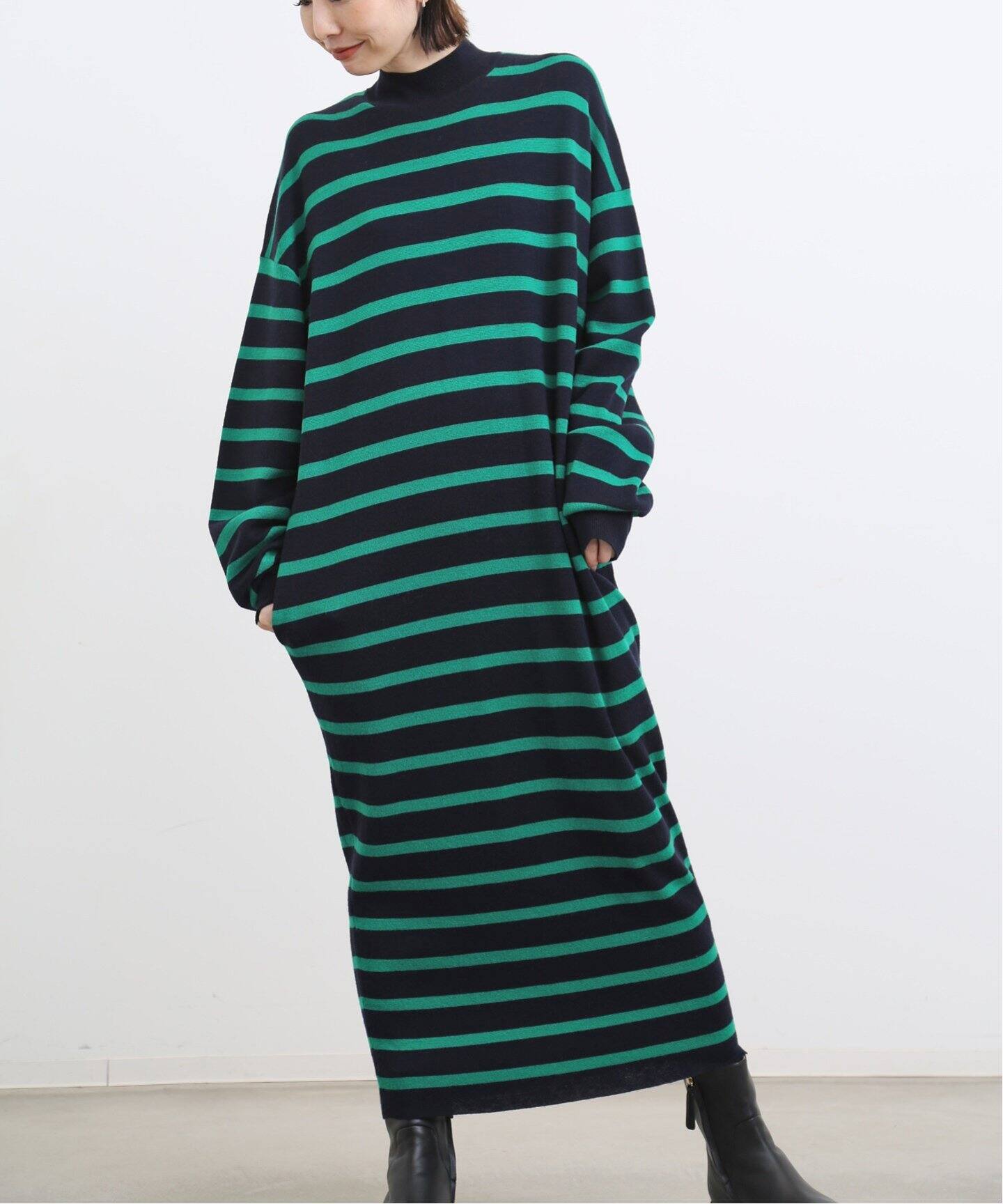 Border Knit Onepiece（ワンピース）｜L 