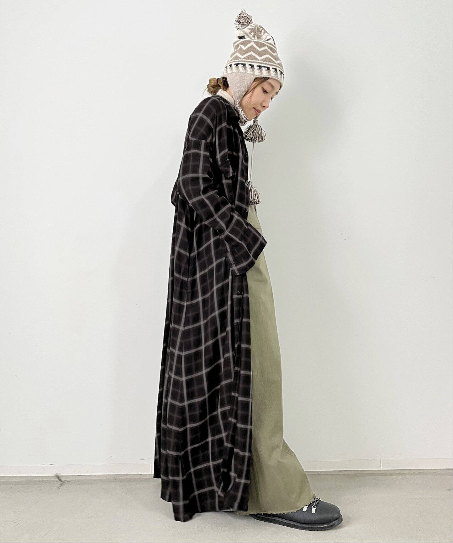 REMI RELIEF/レミレリーフ】CHECK SHIRT DRESS（ワンピース）｜L 