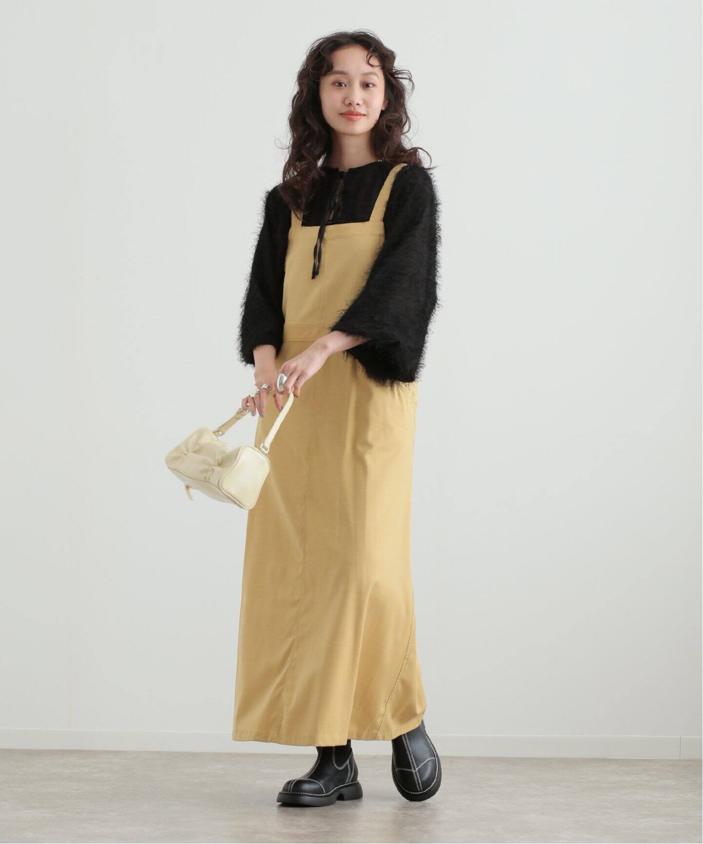 美品⁂センソユニコ⁂ロングワンピース　ジャンスカ　チェック　バルーン　20周年 osharewalker ワンピース レディース 長袖 デニム セーラー