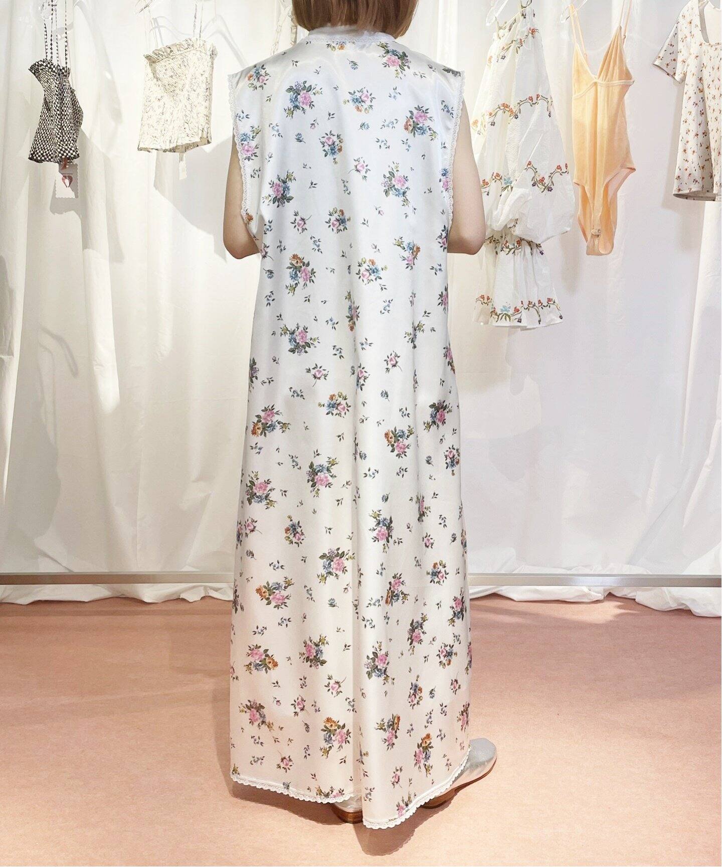 EDIT.FOR LULU フラワーサテン Vネック ドレス34 