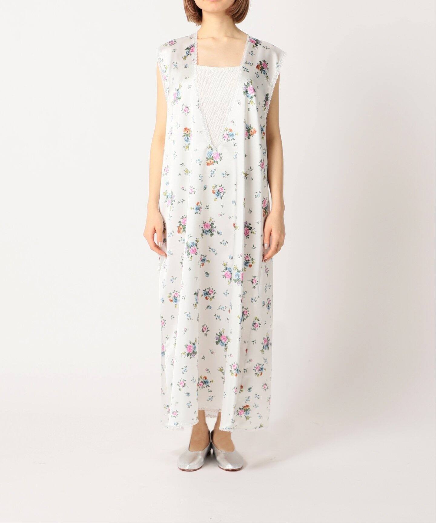 フラワーサテン Vネック ドレス（ワンピース）｜EDIT.FOR LULU  