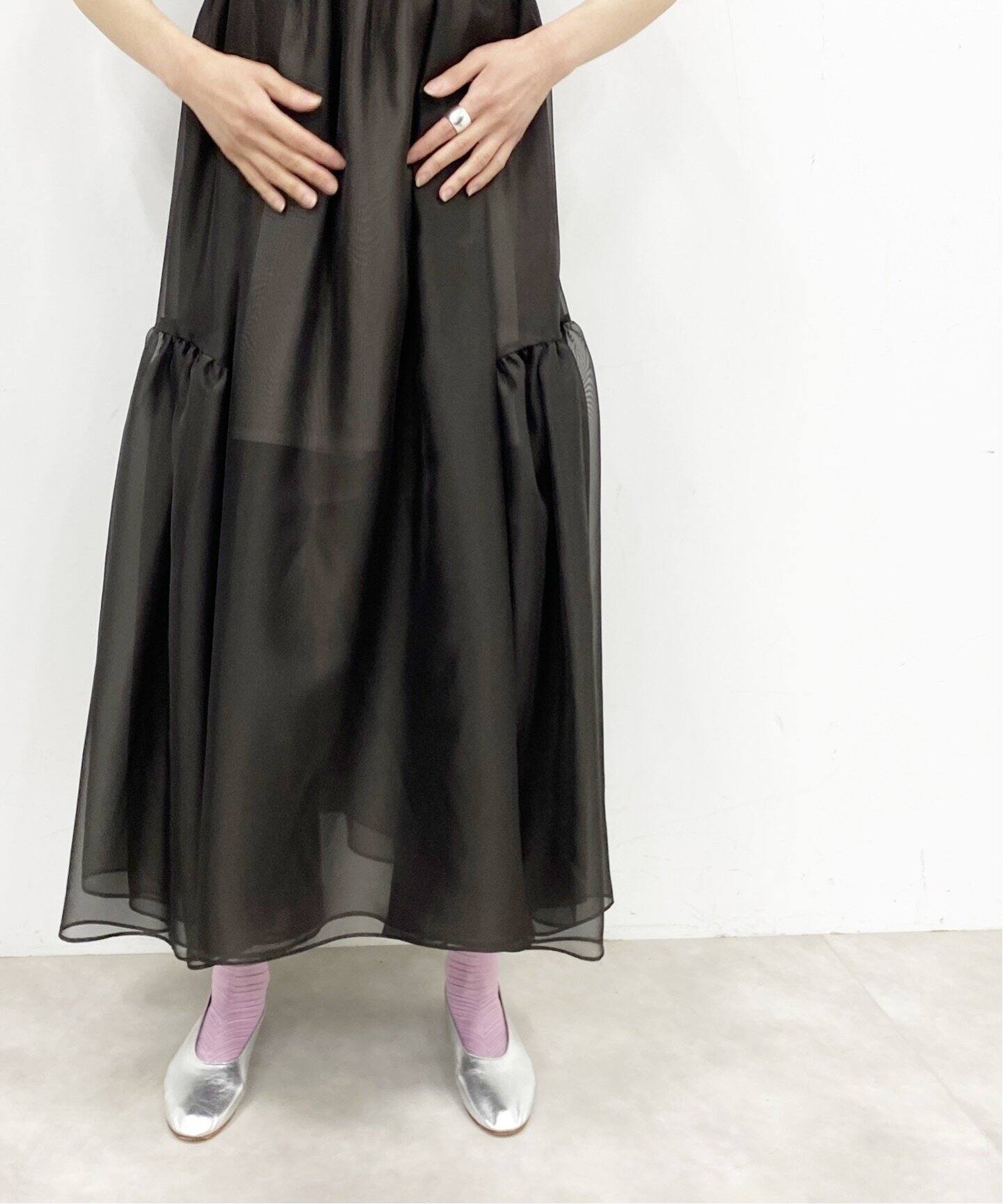 シャンブレーシフォン シアーラッフルドレス（ワンピース）｜EDIT.FOR  