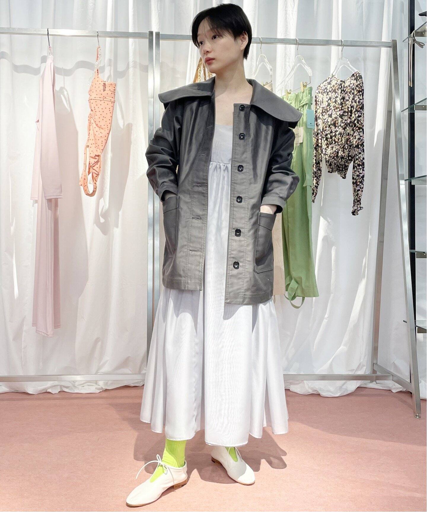 シャンブレーシフォン シアーラッフルドレス（ワンピース）｜EDIT.FOR  