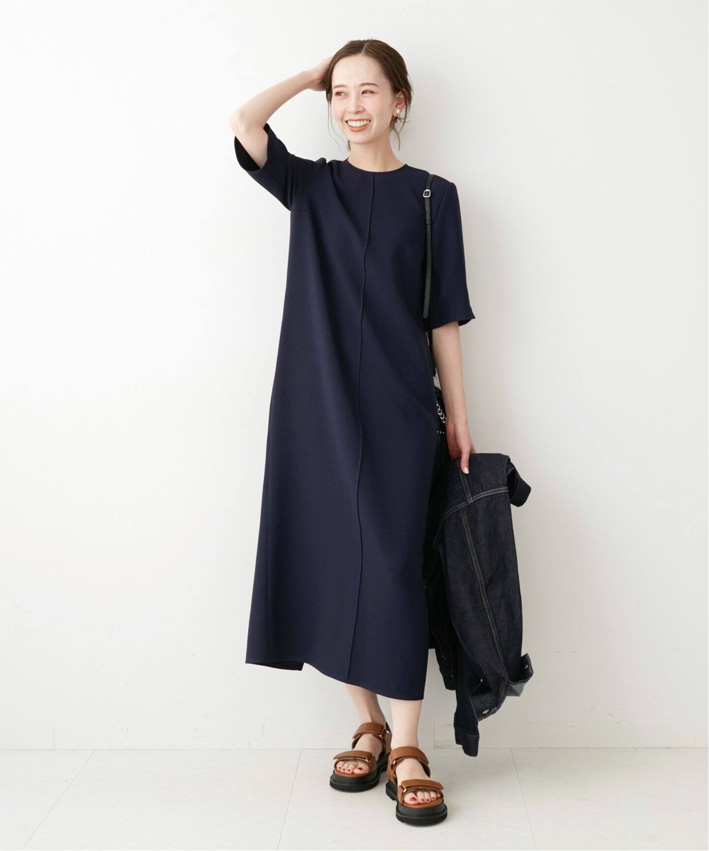 &NAVY デザインジョーゼットワンピース◇（ワンピース）｜IENA（イエナ 