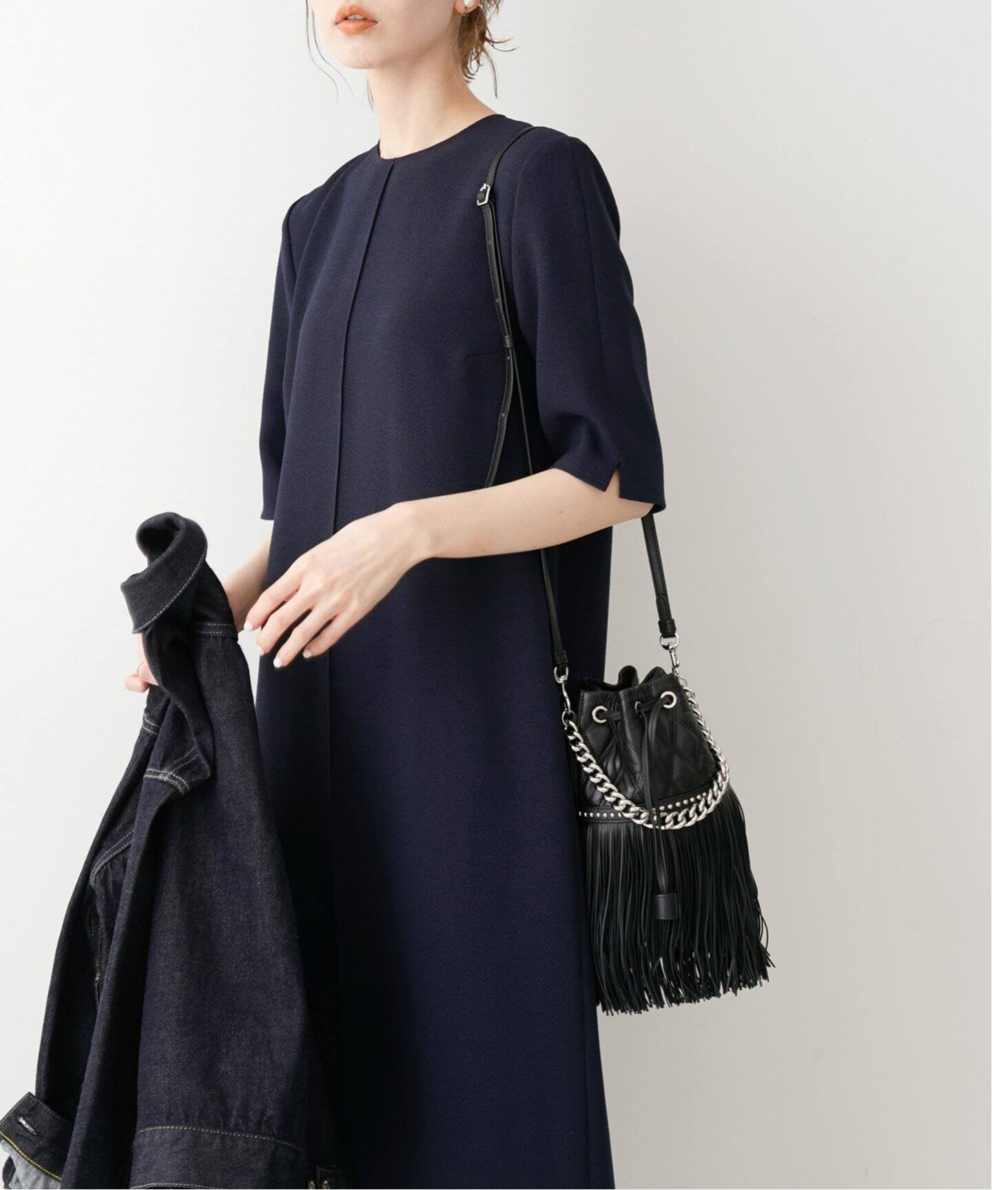 Navy デザインジョーゼットワンピース Iena イエナ 公式のファッション通販 Baycrew S Store