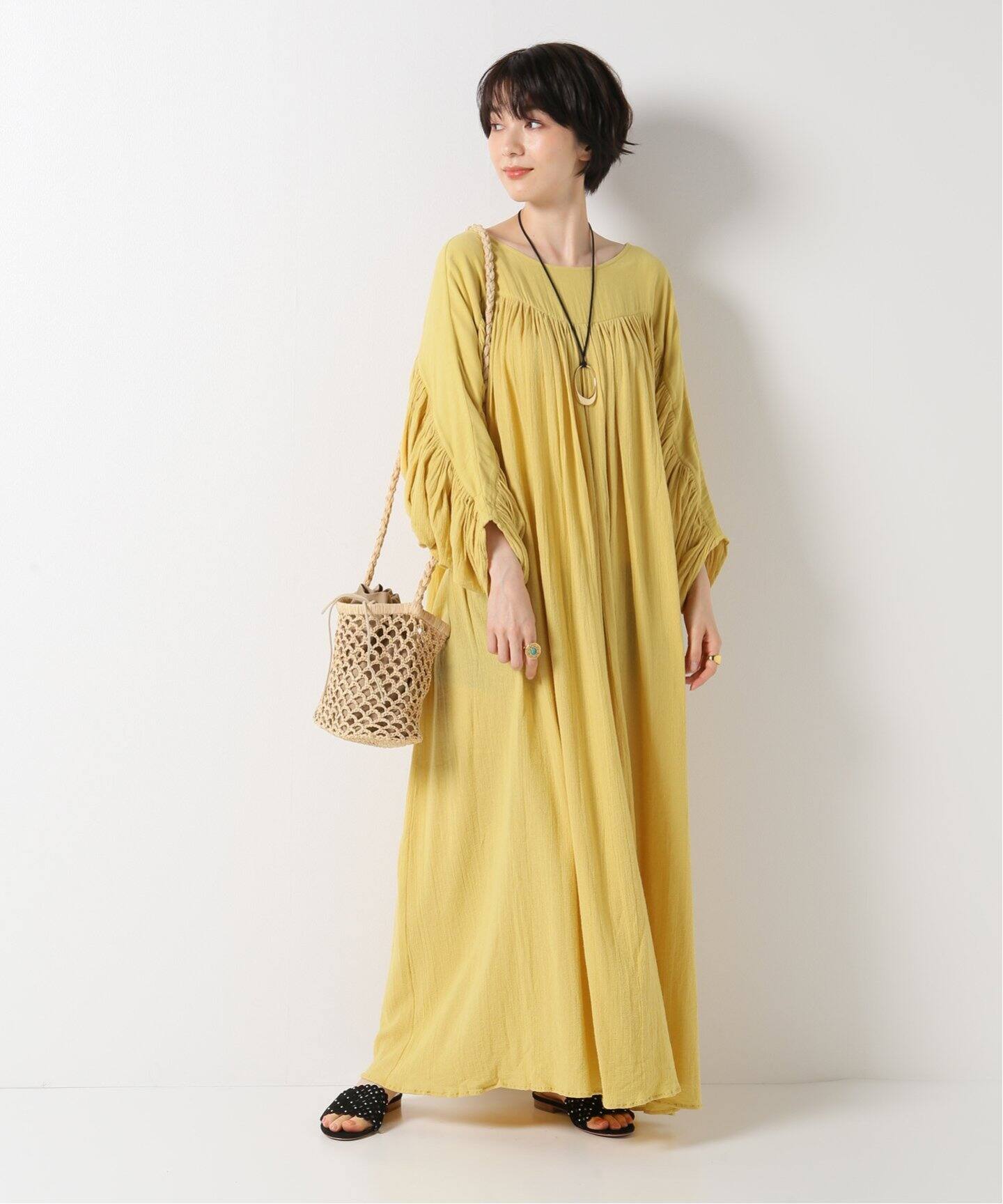 SARA MALLIKA/サラマリカ】COTTON CRAPE GATHERワンピース  