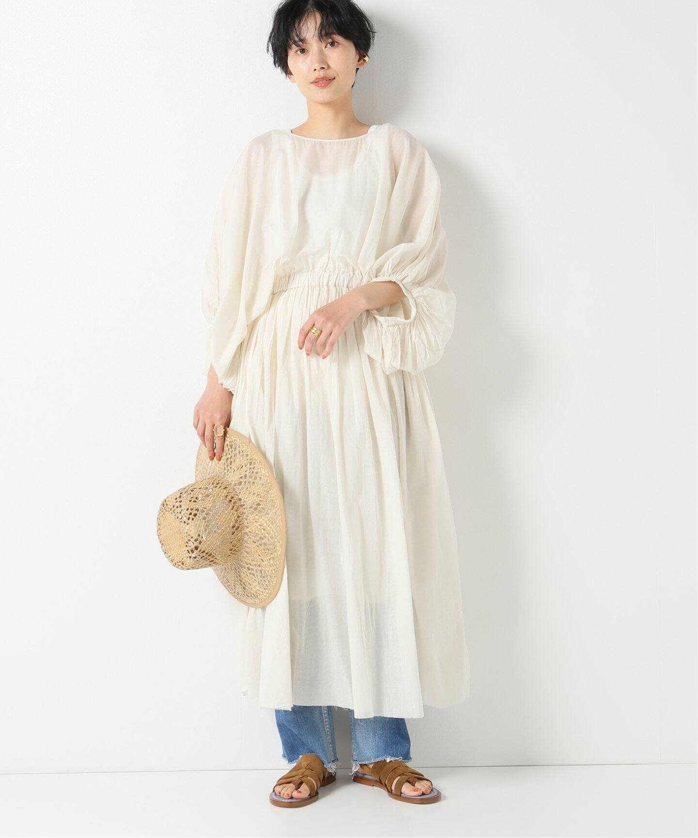elsa esturgie/エルザ・エストロジー】 gather sleeveワンピース  