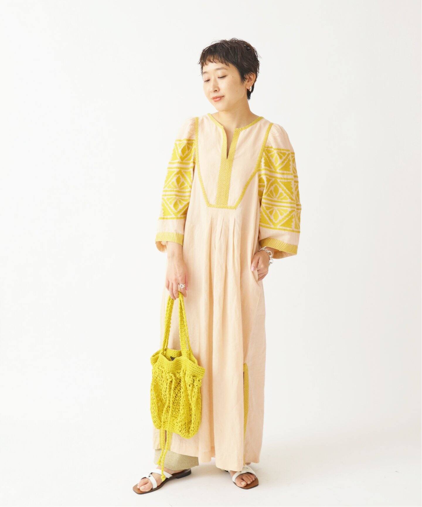 SARA MALLIKA/サラマリカ】コットンリネン HEAVY EMB ワンピース  