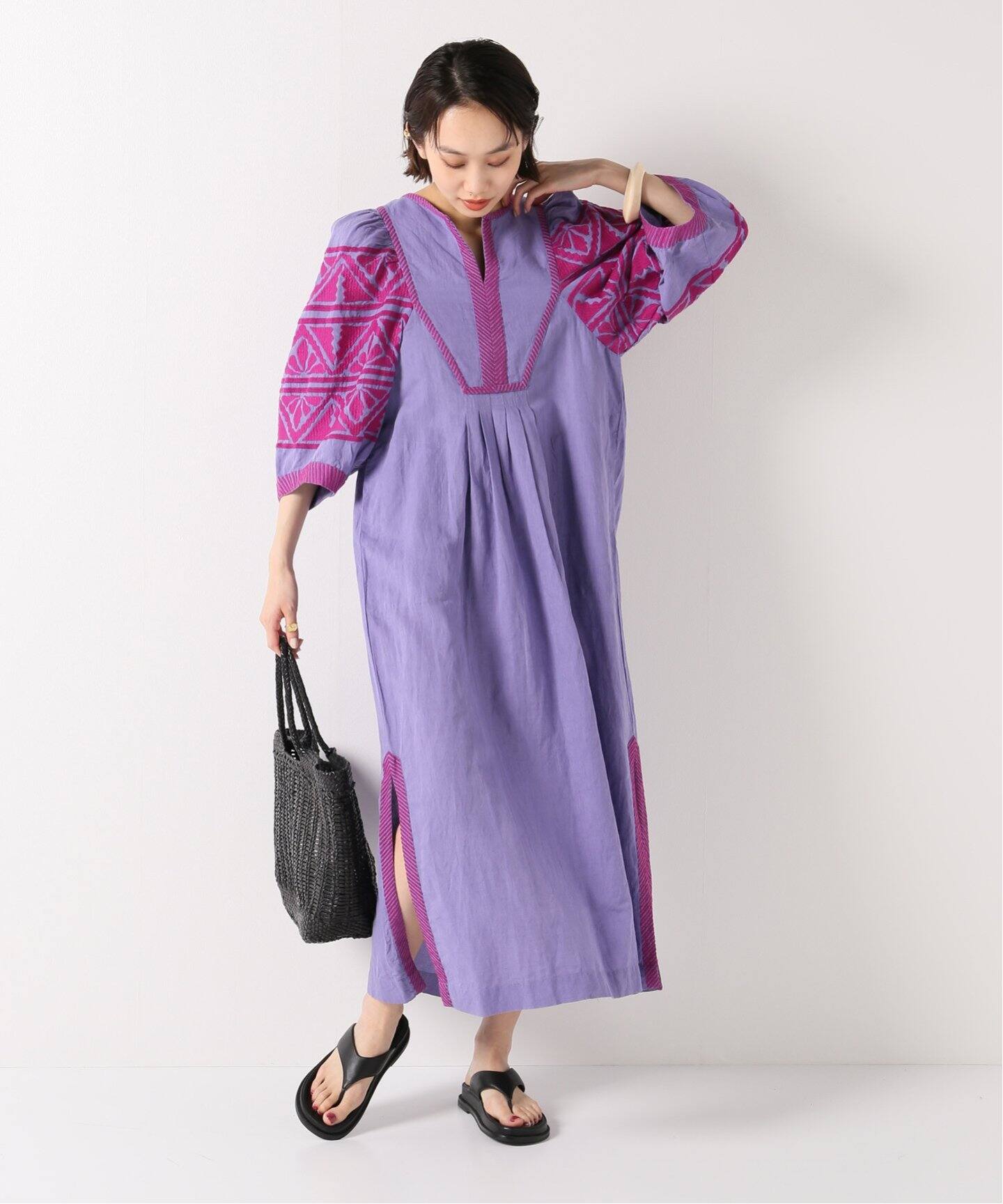 SARA MALLIKA/サラマリカ】コットンリネン HEAVY EMB ワンピース  