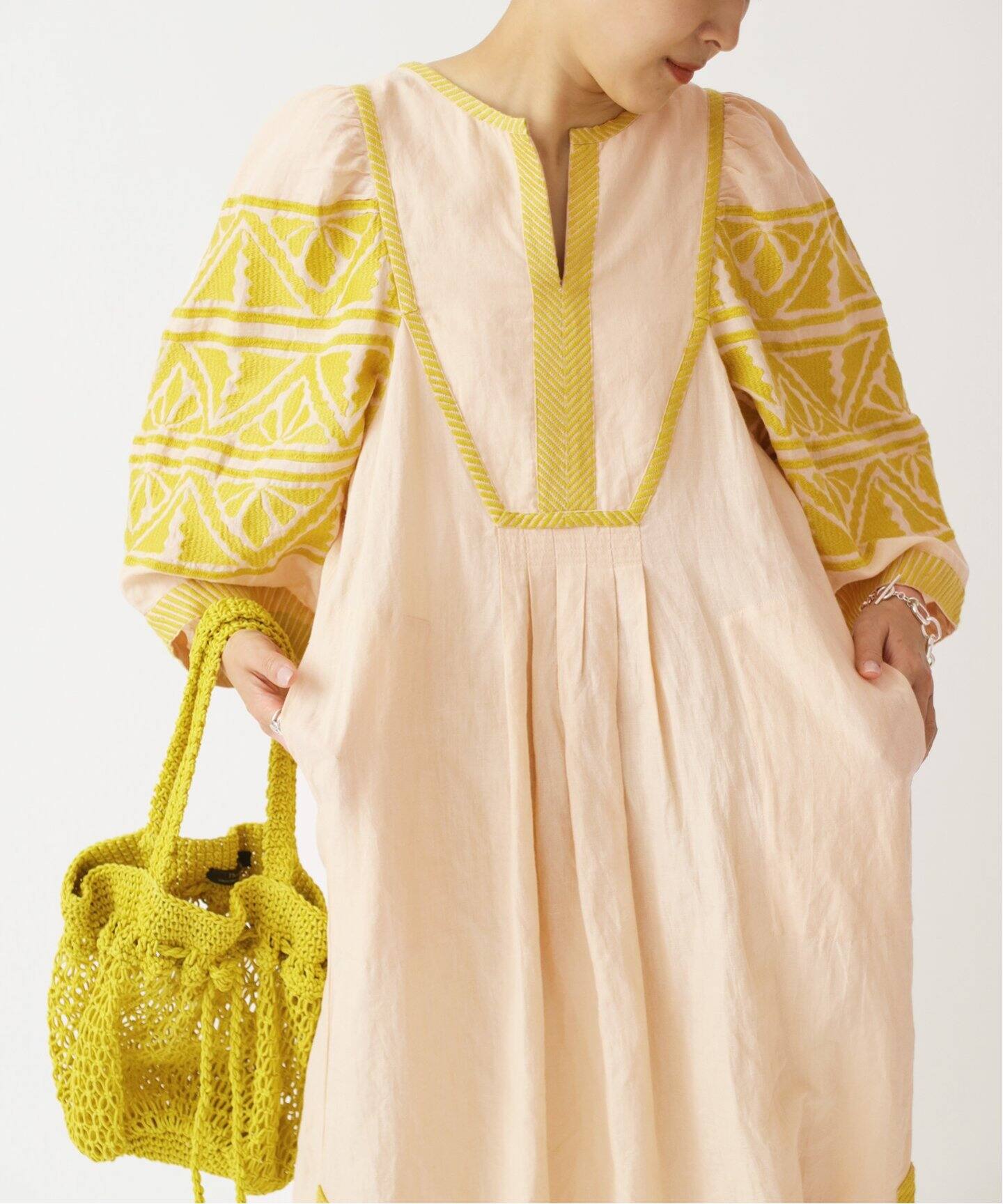 SARA MALLIKA/サラマリカ】コットンリネン HEAVY EMB ワンピース  