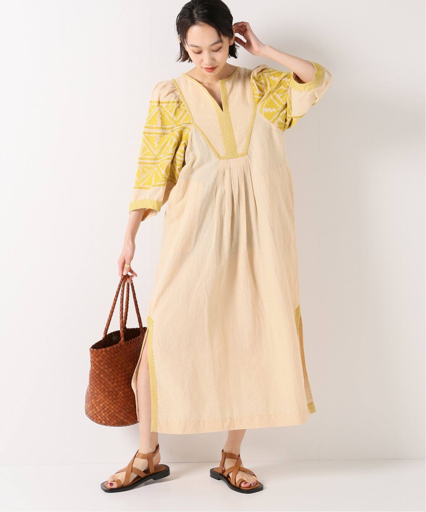 SARA MALLIKA/サラマリカ】コットンリネン HEAVY EMB ワンピース  