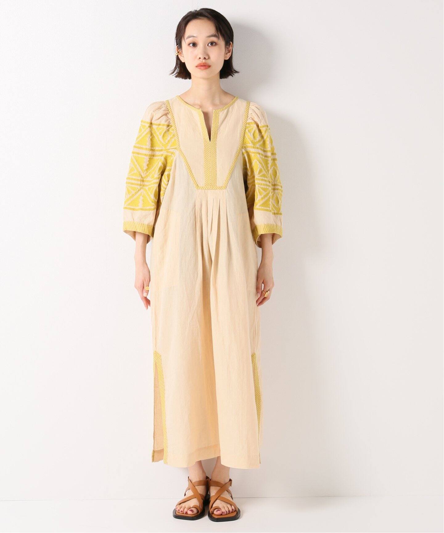 SARA MALLIKA/サラマリカ】コットンリネン HEAVY EMB ワンピース  