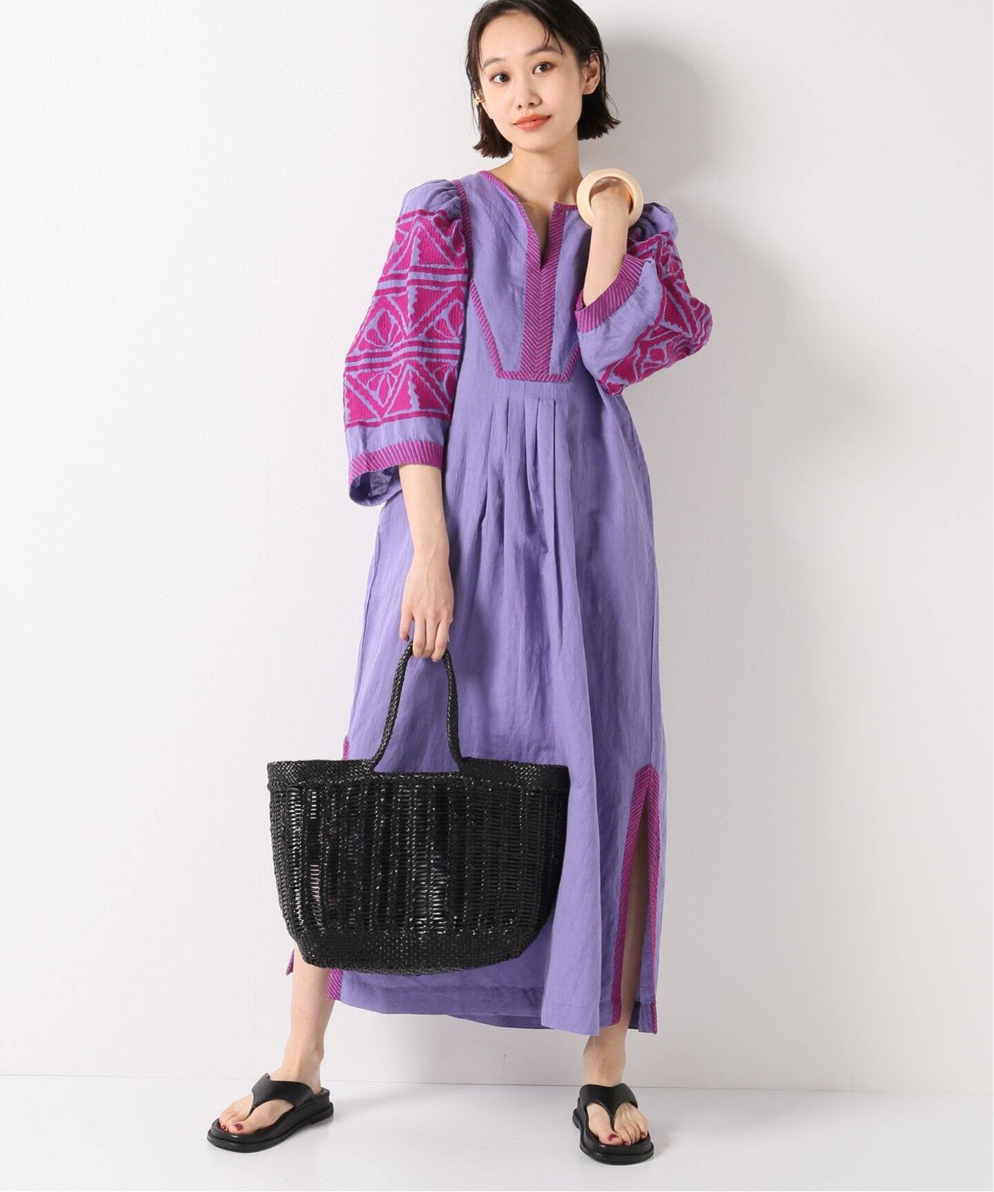 SARA MALLIKA/サラマリカ】コットンリネン HEAVY EMB ワンピース  