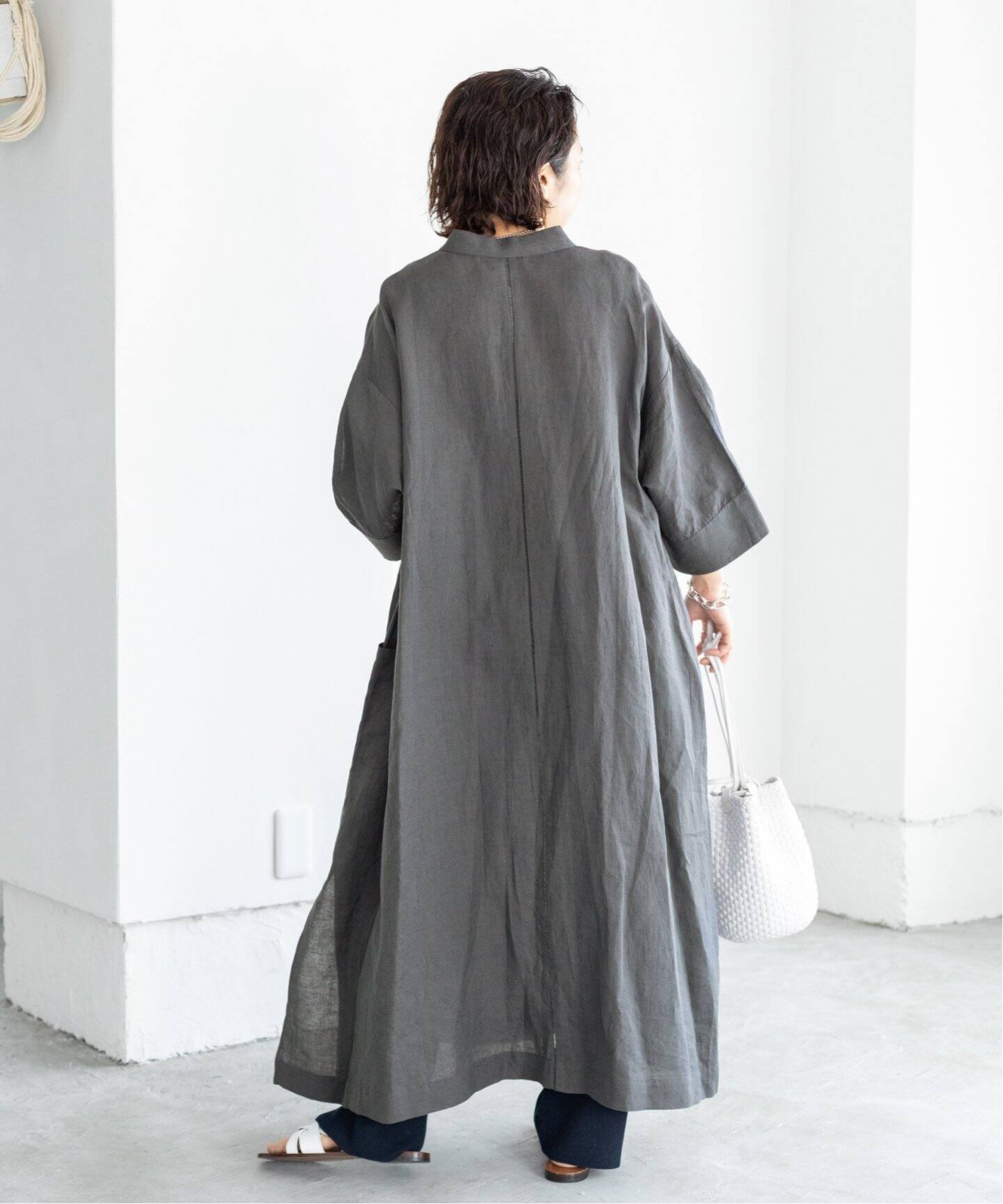 normment/ノーメント】リネンコットンはしごレースワンピース 