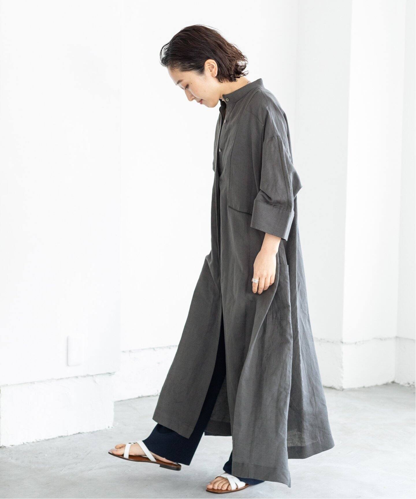 normment/ノーメント】リネンコットンはしごレースワンピース 
