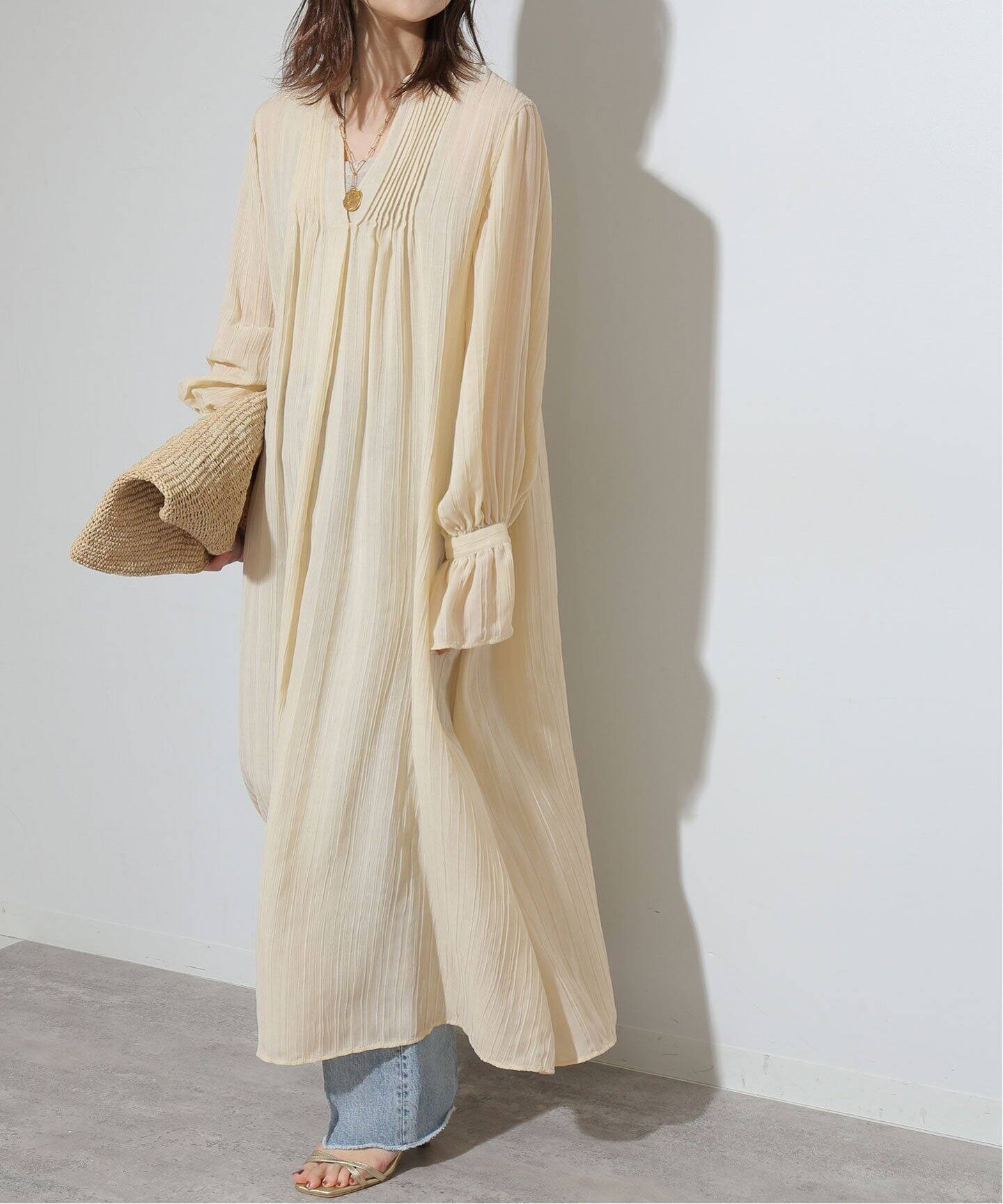 ストライプジャガードスキッパーワンピース（ワンピース）｜SLOBE IENA  