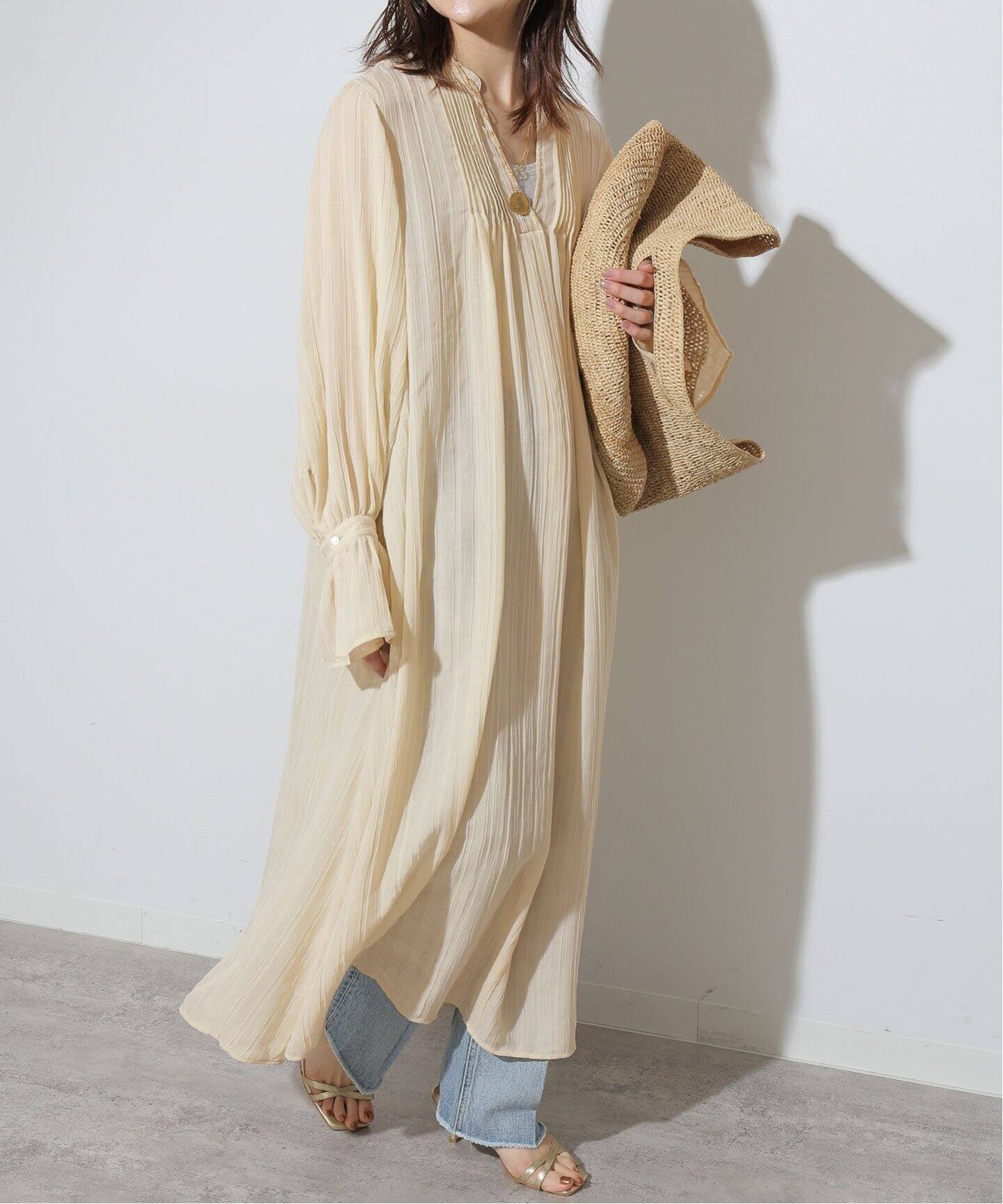 ストライプジャガードスキッパーワンピース（ワンピース）｜SLOBE IENA  