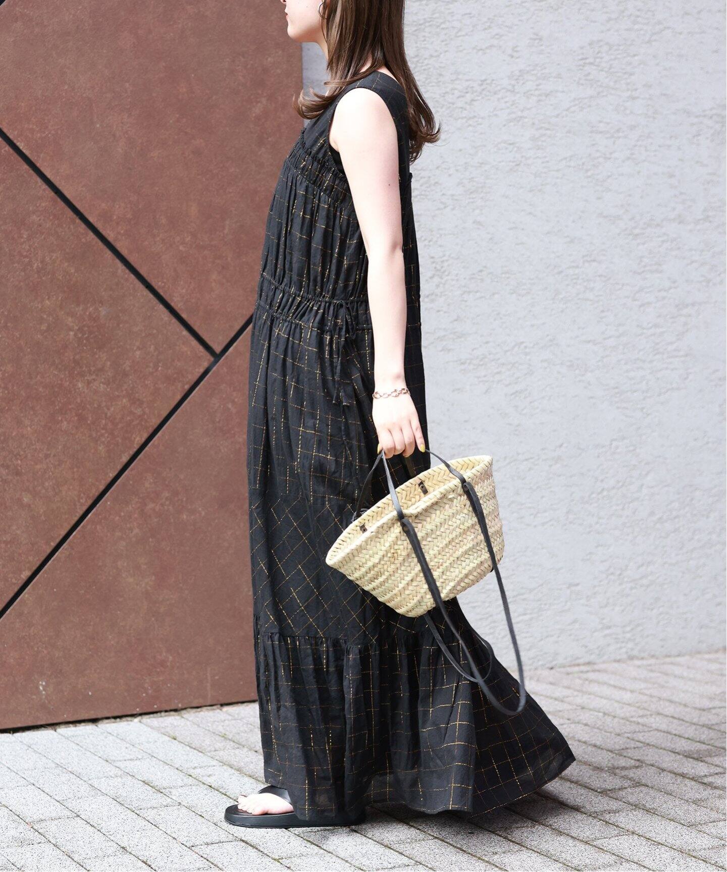 SARA MALLIKA/サラマリカ】 COTTON LUREX CHECK DRESSロングワンピース  