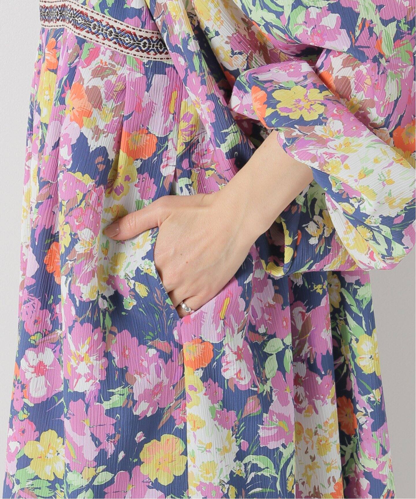 1回着用美品定価47300円 IENAフラワープリントペザントワンピース
