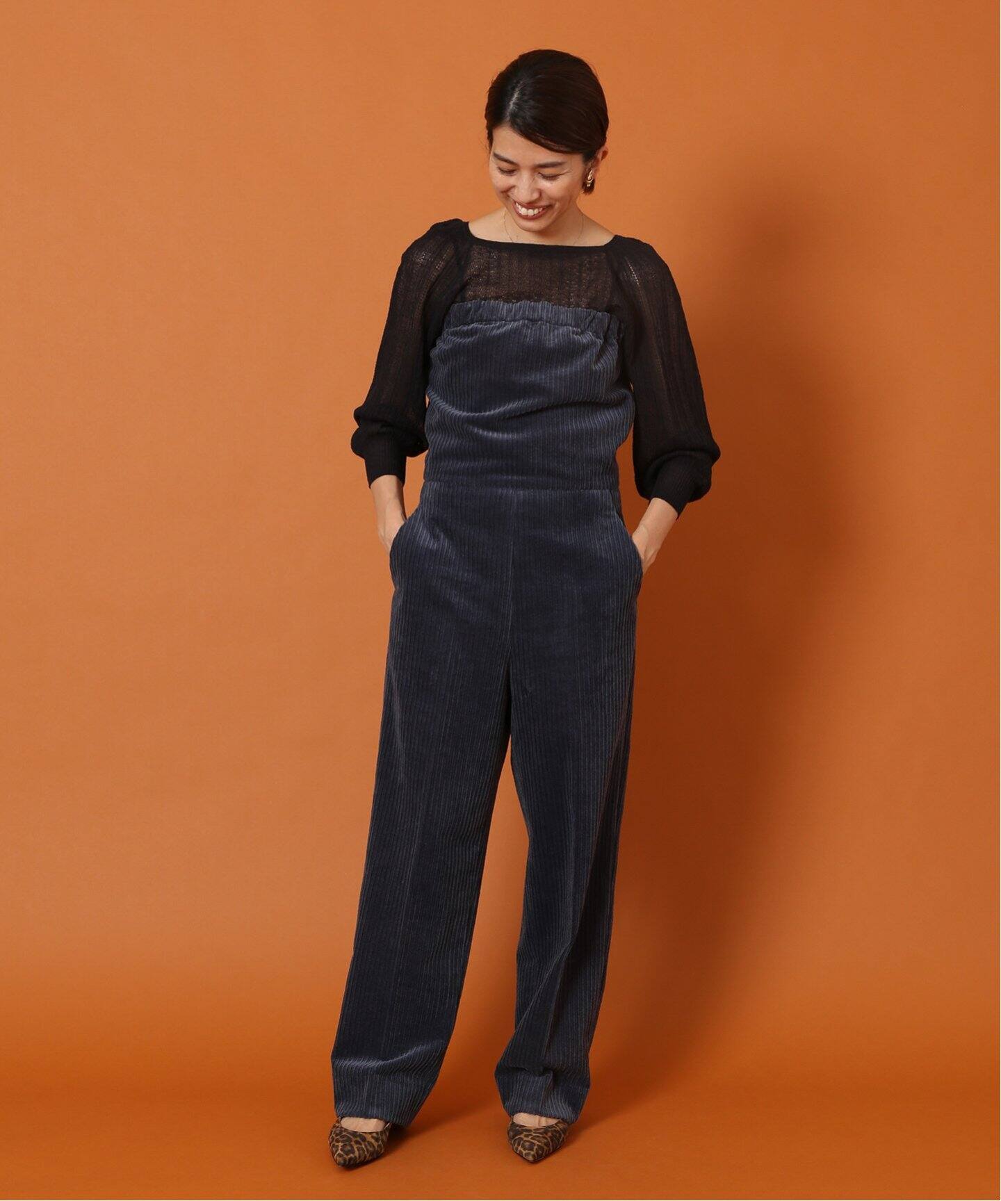 IENA LA BOUCLE コーデュロイベアオールインワン（サロペット 