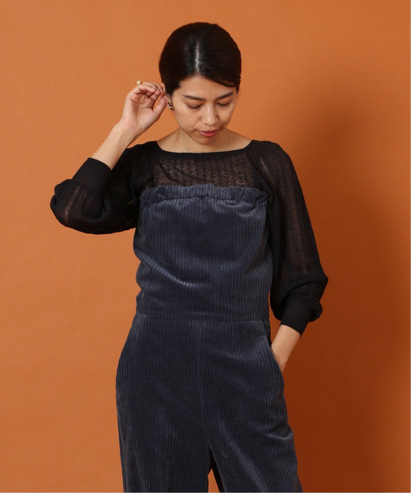 IENA LA BOUCLE コーデュロイベアオールインワン（サロペット 