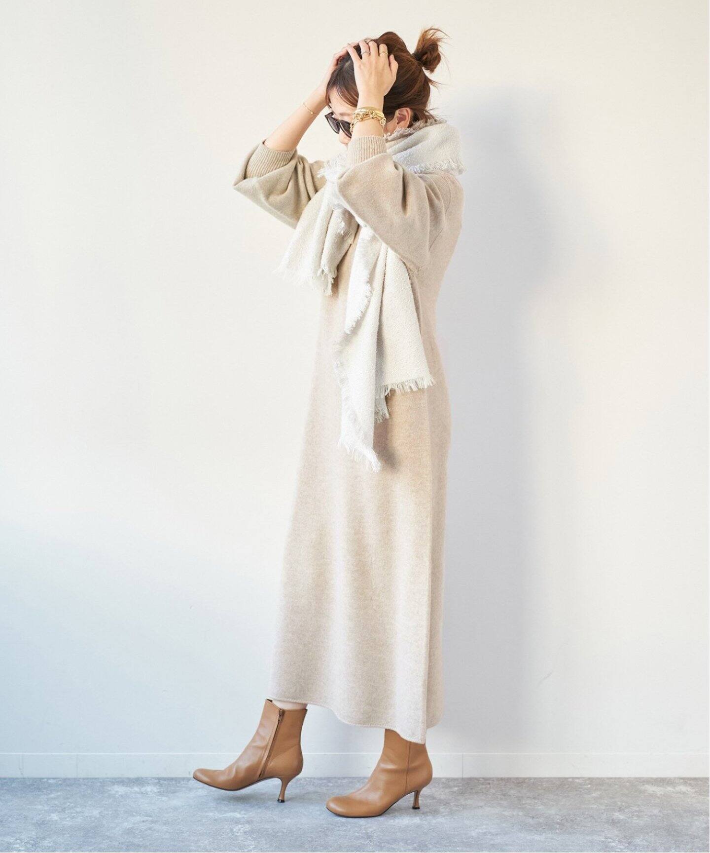 カシミヤコン フカVニットロングワンピース（ワンピース）｜Plage 