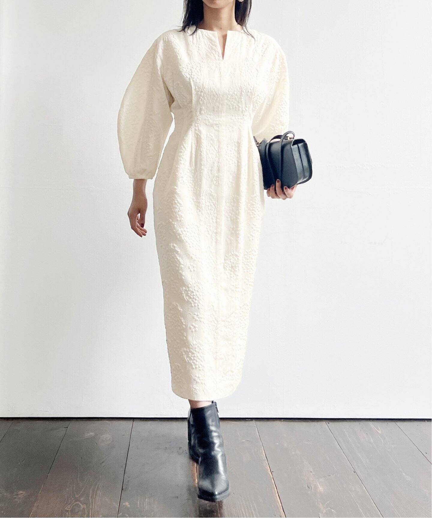 ジャガードウエストシェイプワンピース（ワンピース）｜VERMEIL par  