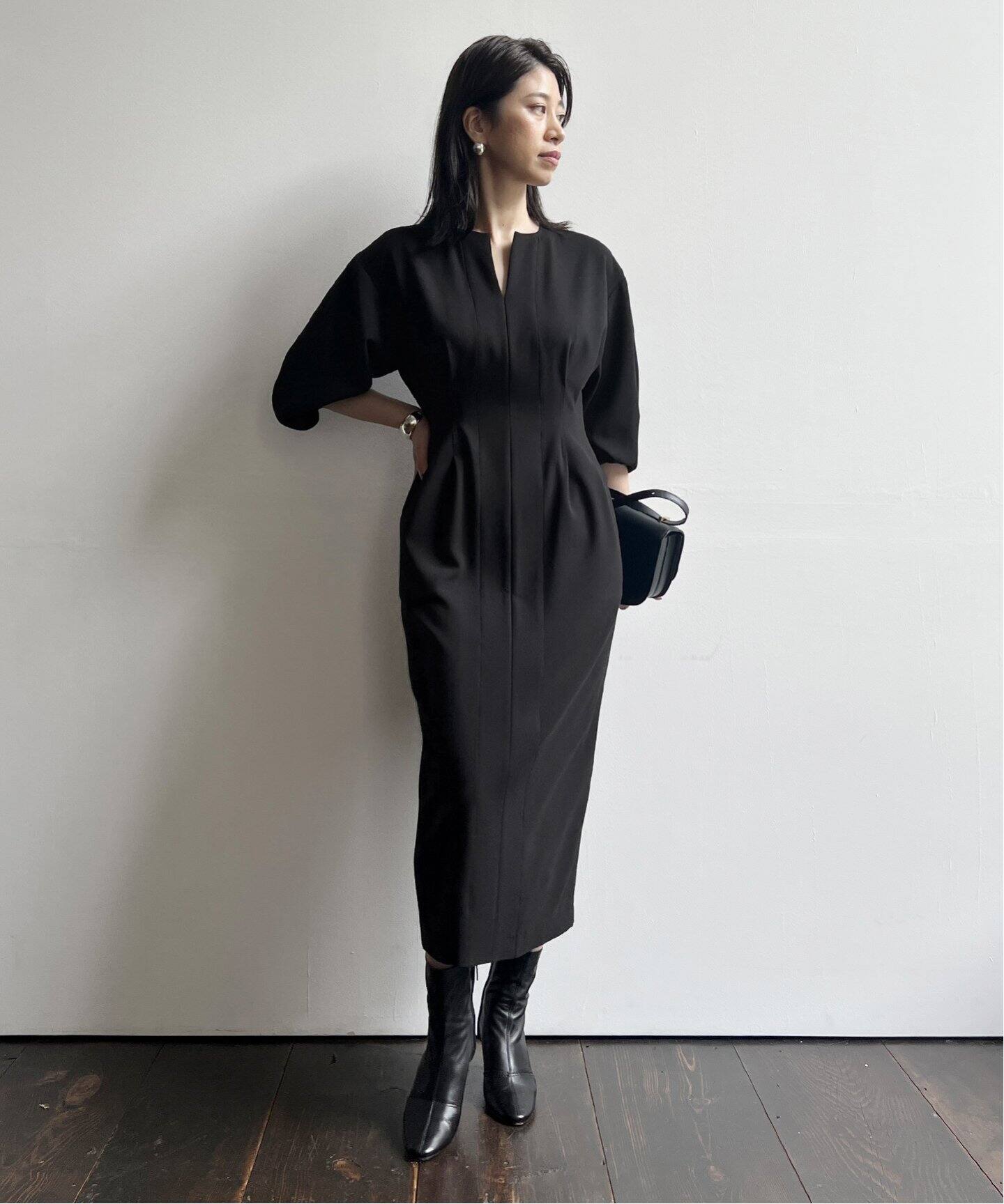 VERMEIL par iena ウエストシェイプパフスリーブワンピース 