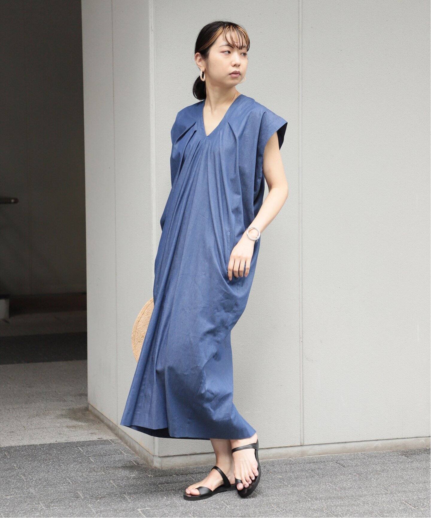 ダンガリーサイドドレープドレス（ワンピース）｜VERMEIL par iena  