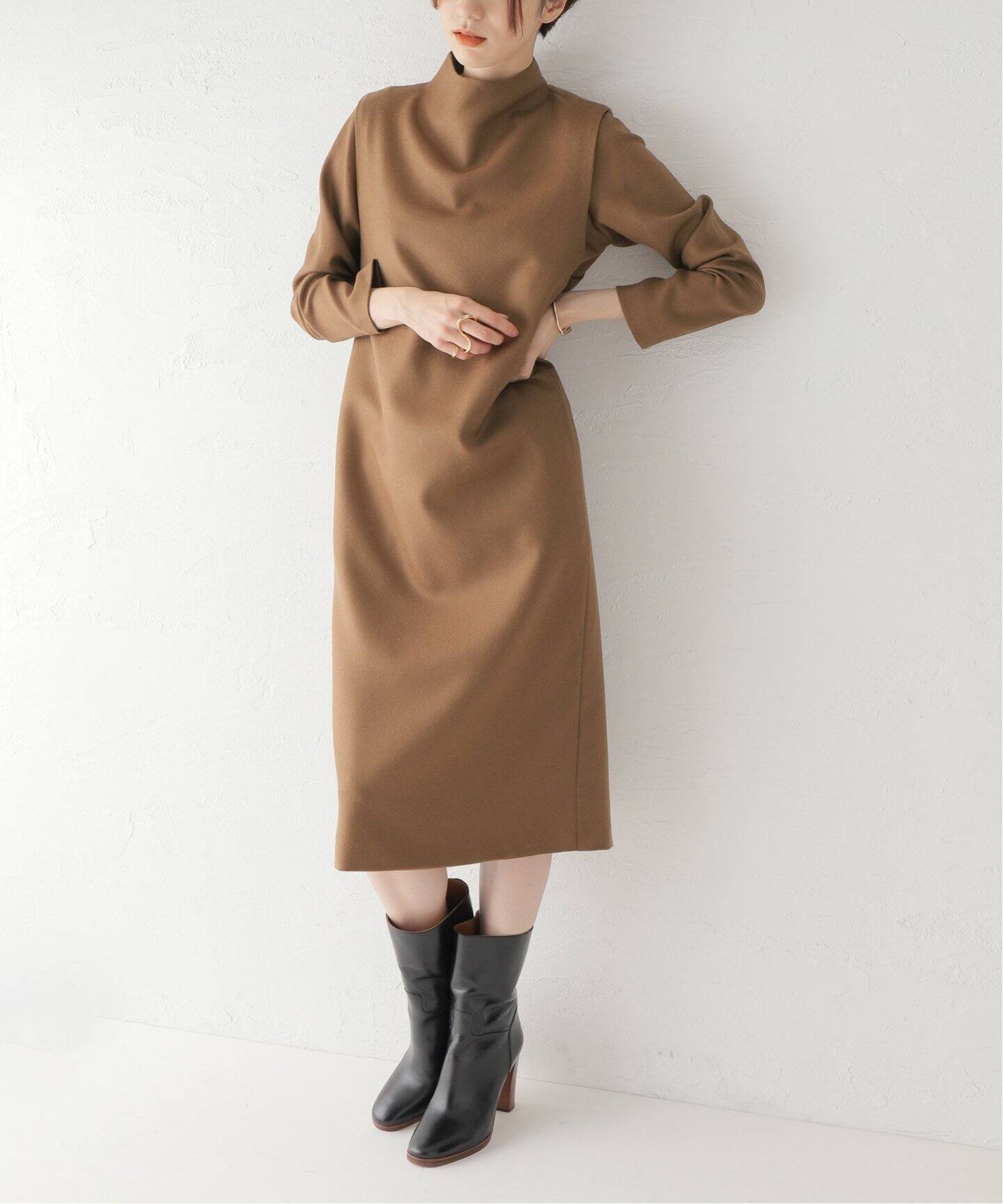 Room no.8/ルームエイト】WOOL BOTANY DRAPE/N ドレス（ワンピース 