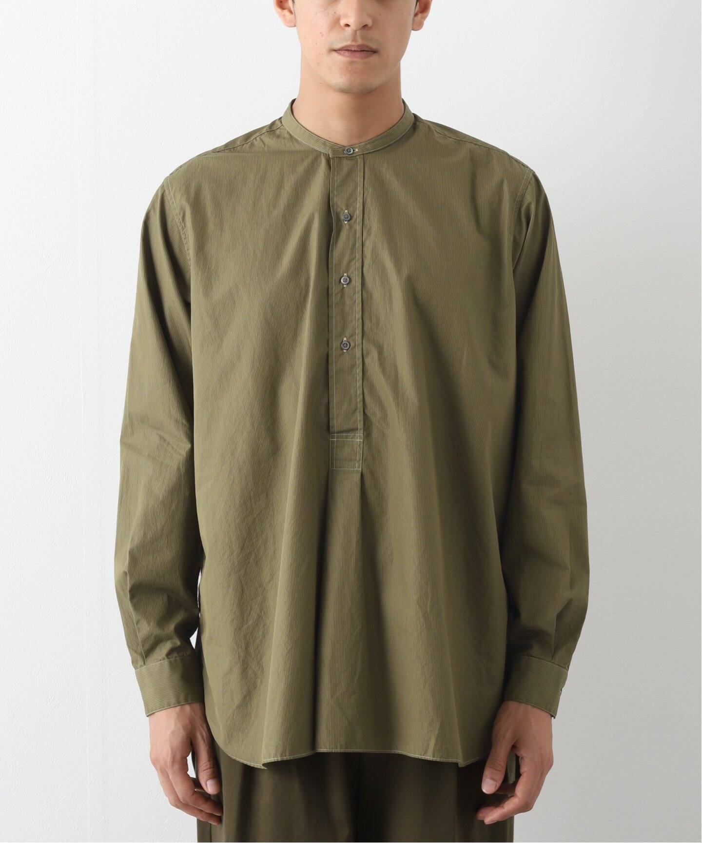 A.PRESSE/アプレッセ】Pullover Collarless Shirt（シャツ／ブラウス 