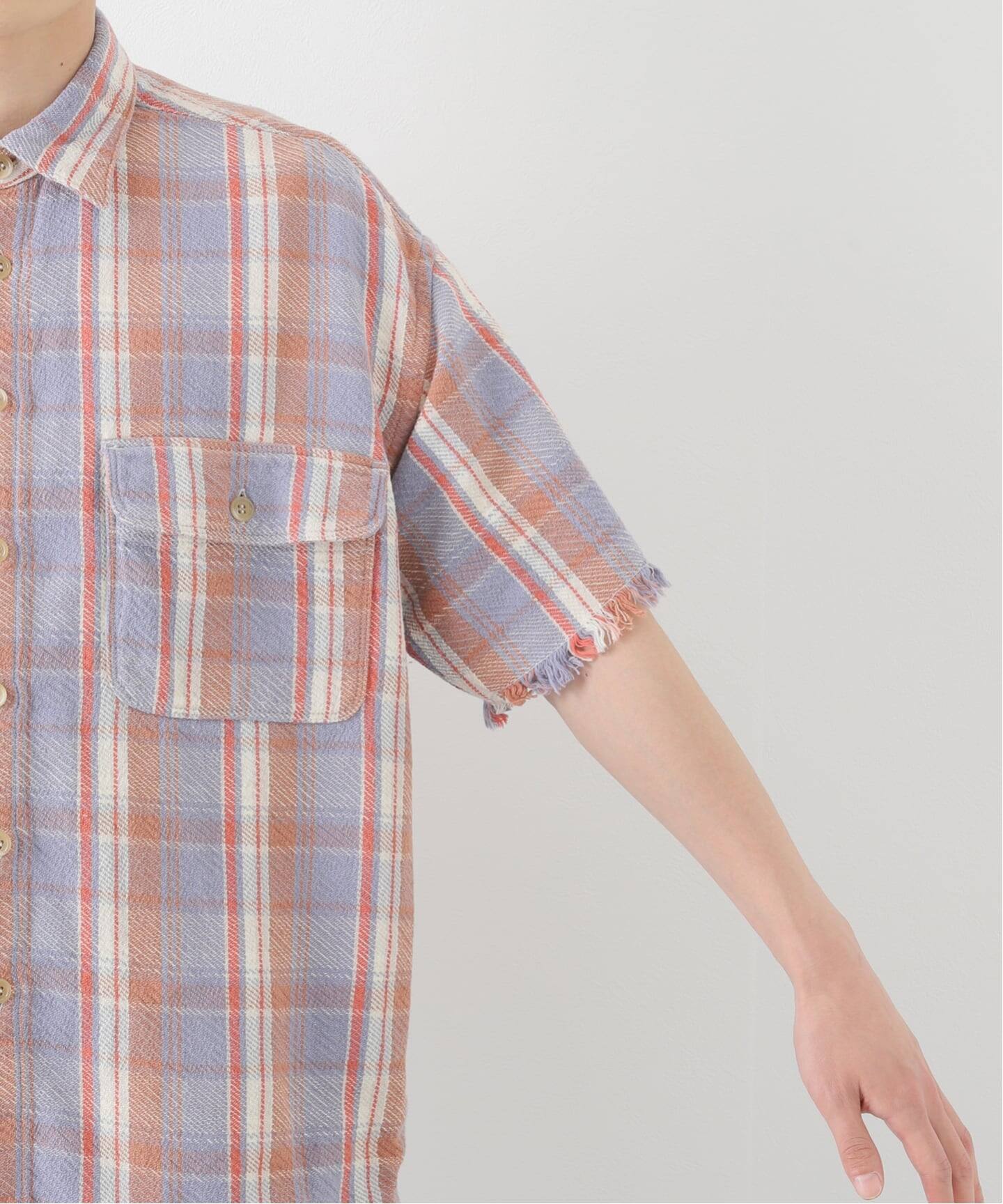MYTHINKS / マイシンクス】MY CUT OFF NEL SHIRT（シャツ／ブラウス