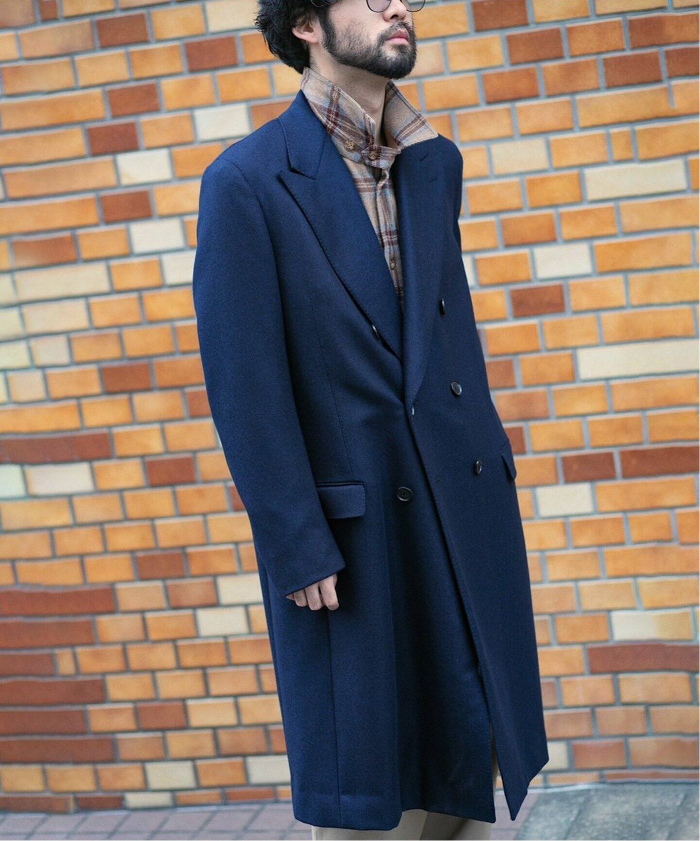 CARUSO 安っぽくっ カルーゾ チェスターコート ネイビー 