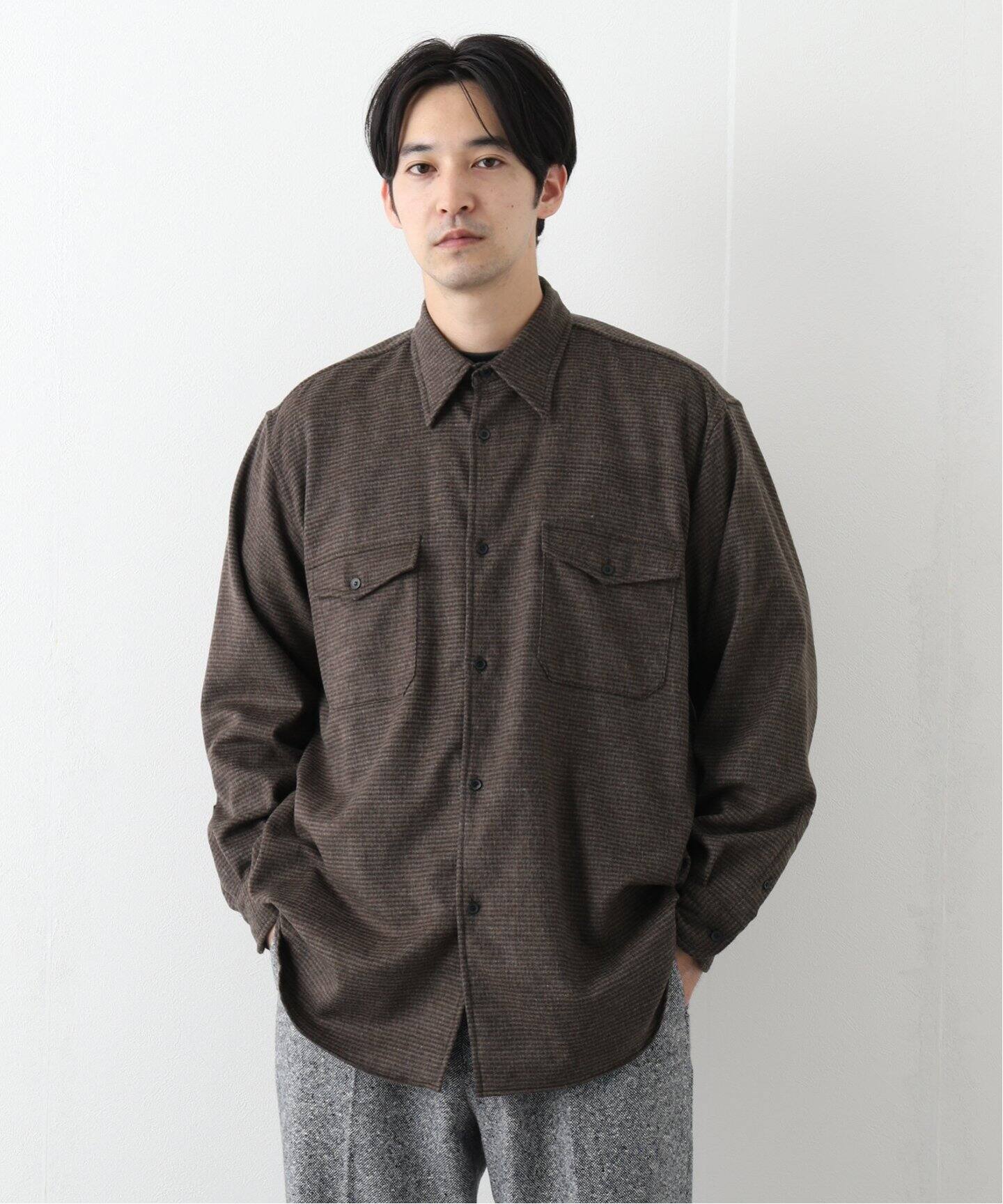 COMOLI / コモリ】 W/CA ハウンドトゥース CPOシャツ（シャツ 