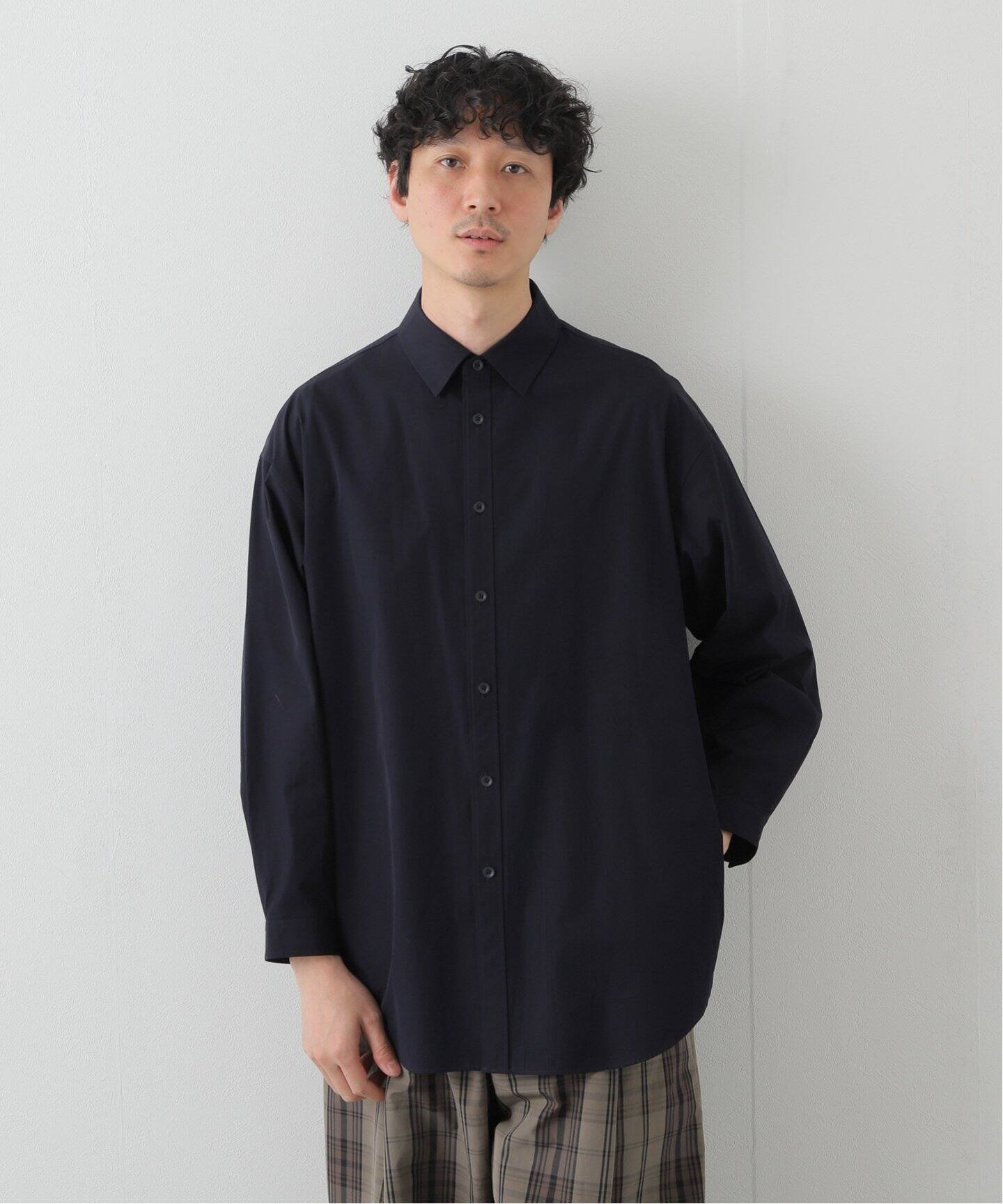 ATON / エイトン】SHRINK COTTON OVERSIZED LONG SHIRT（シャツ  