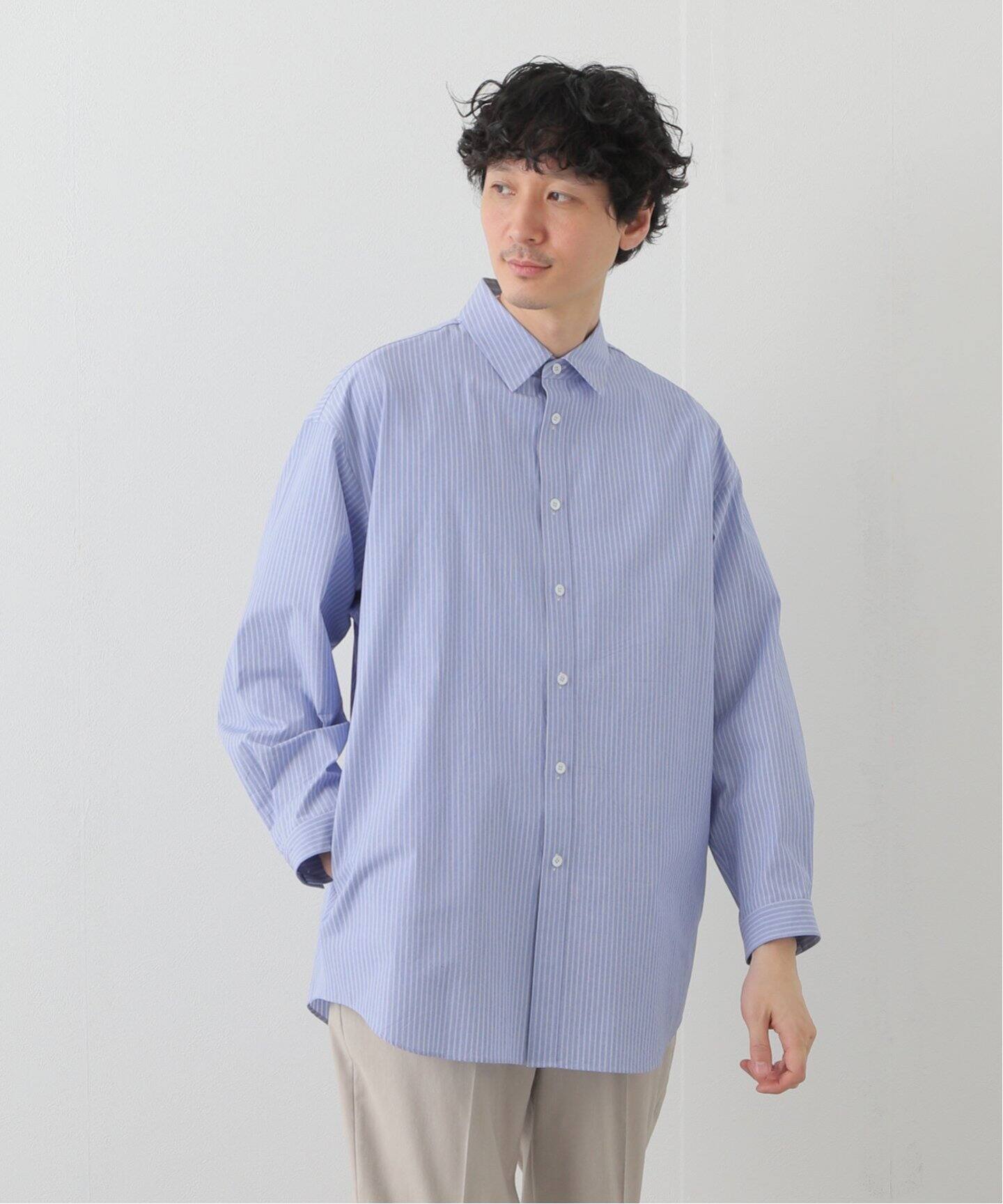 ATON / エイトン】SHRINK COTTON OVERSIZED LONG SHIRT（シャツ  