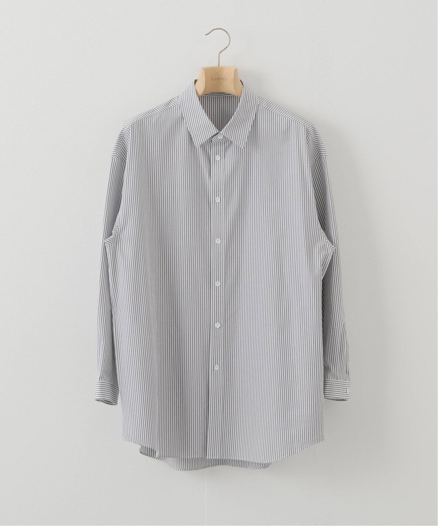 ATON / エイトン】SHRINK COTTON OVERSIZED LONG SHIRT（シャツ  