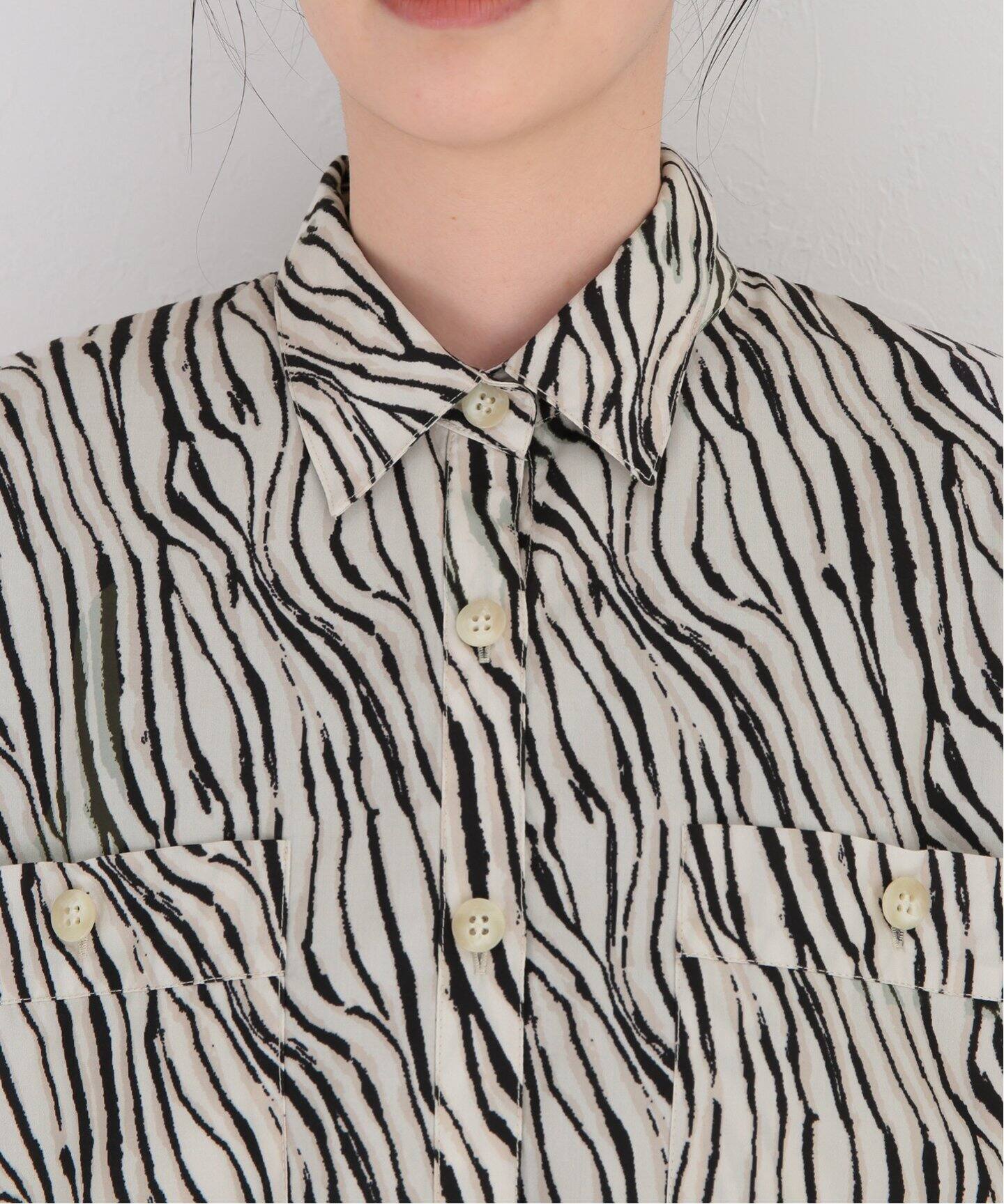 98 Off Spiralgirl ゼブラ柄ハーフスリーブシアーシャツ Zedjams Co 98 Off Spiralgirl ゼブラ柄ハーフスリーブシアーシャツ Zedjams Co