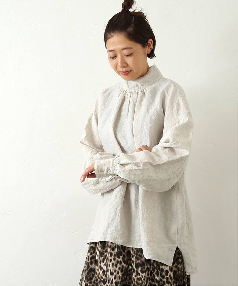 Lダンガリー ハイネックパフブラウス（シャツ／ブラウス）｜journal 