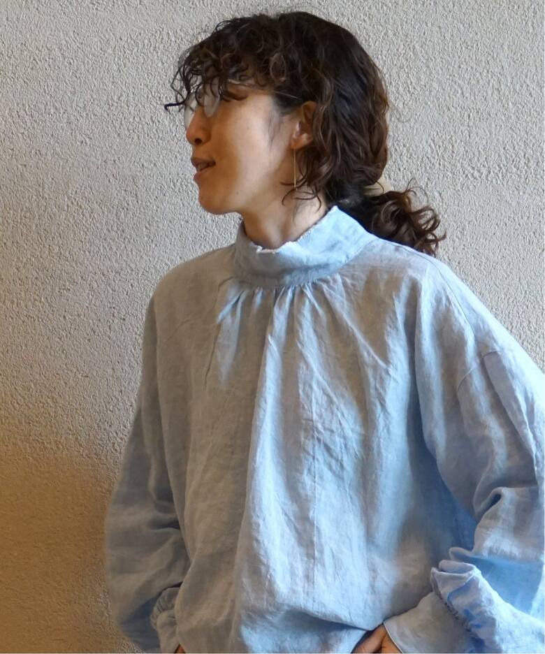 Lダンガリー ハイネックパフブラウス（シャツ／ブラウス）｜journal 