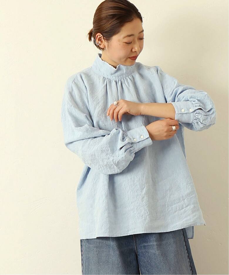 Lダンガリー ハイネックパフブラウス（シャツ／ブラウス）｜journal 