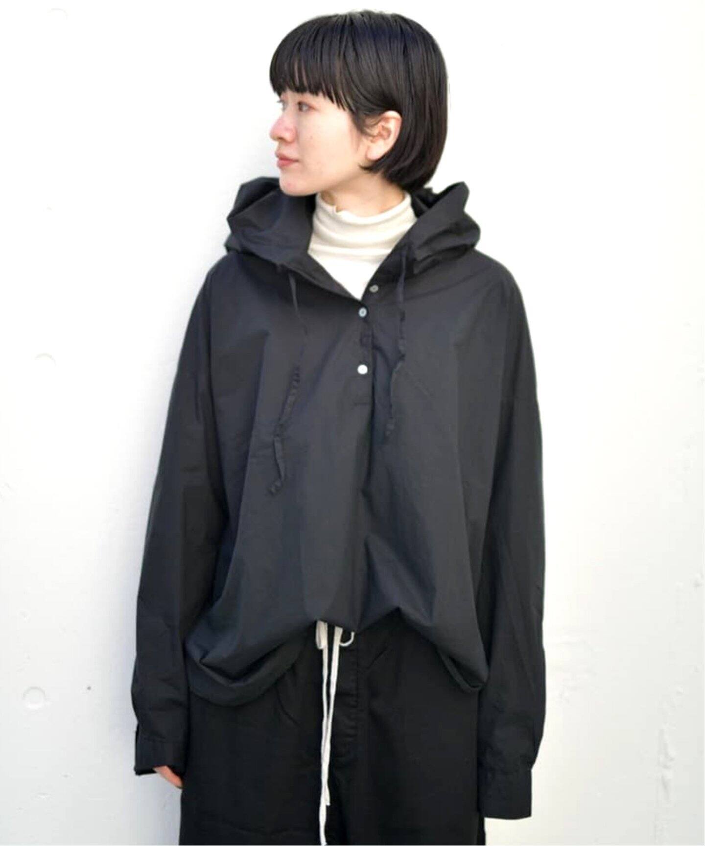 未使用タグ付☆ALBUM DI FAMIGLIA フーデッドシャツ ブラック - 長袖 