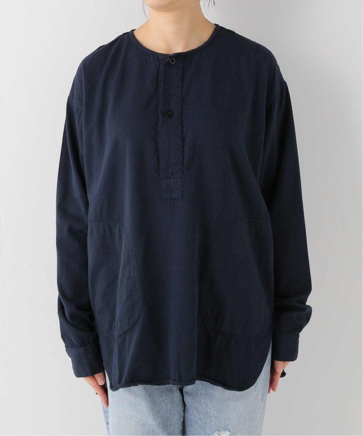 HTS / エイチティーエス】COTTON TWILL HENLY NECK SHIRT 